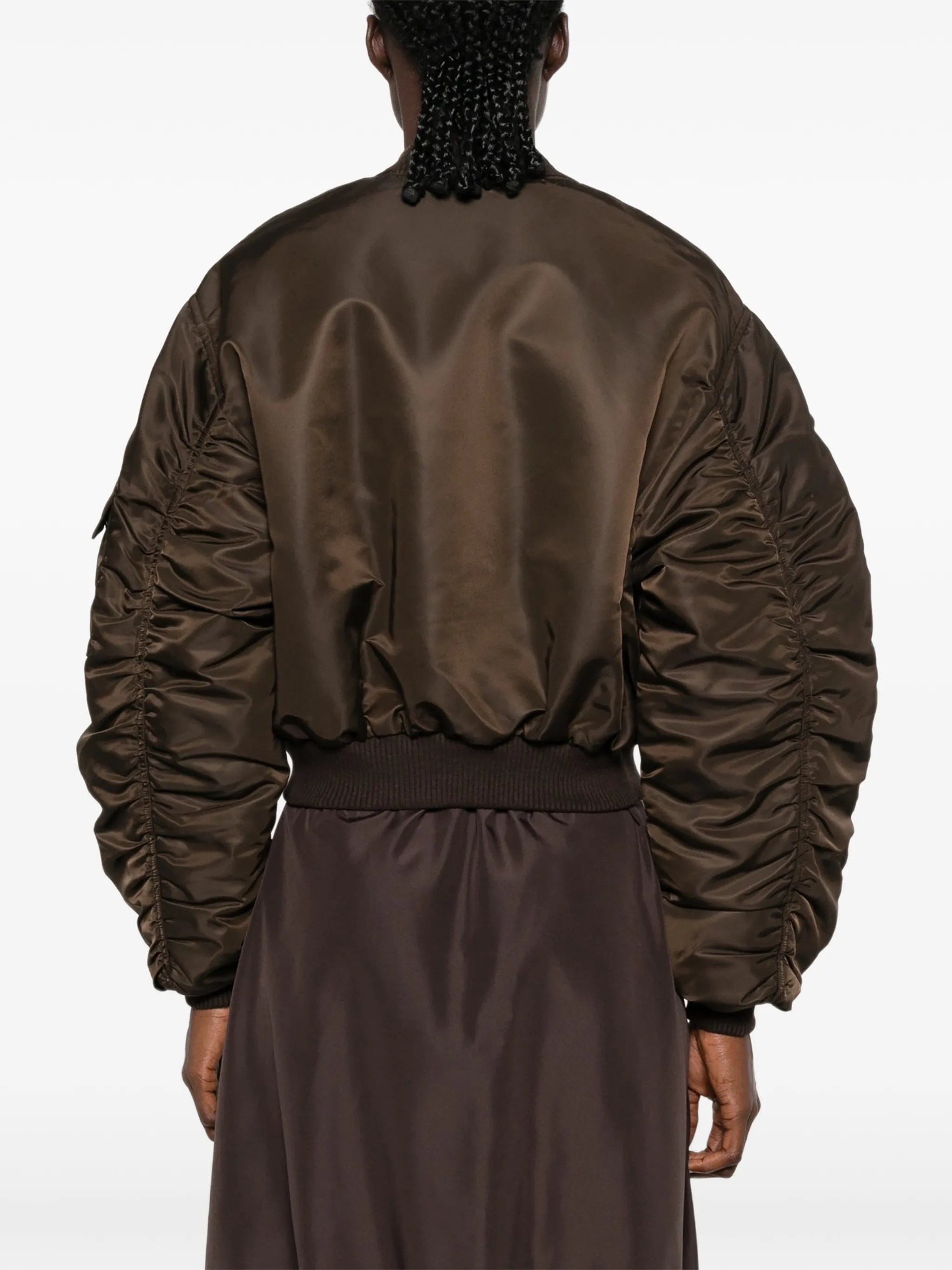 Cecilie Bahnsen ruched - sleeve cropped bomber jacket