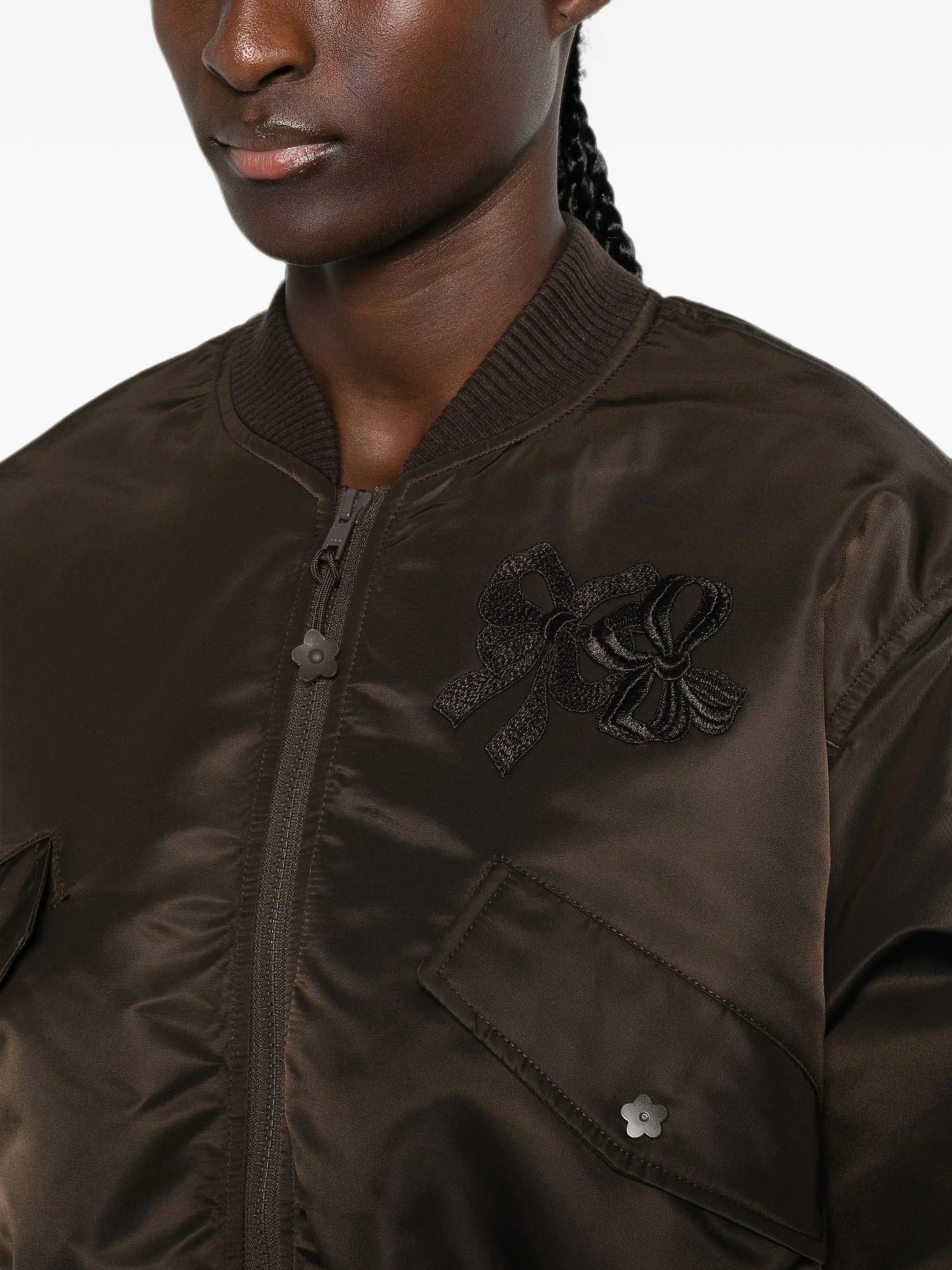 Cecilie Bahnsen ruched - sleeve cropped bomber jacket