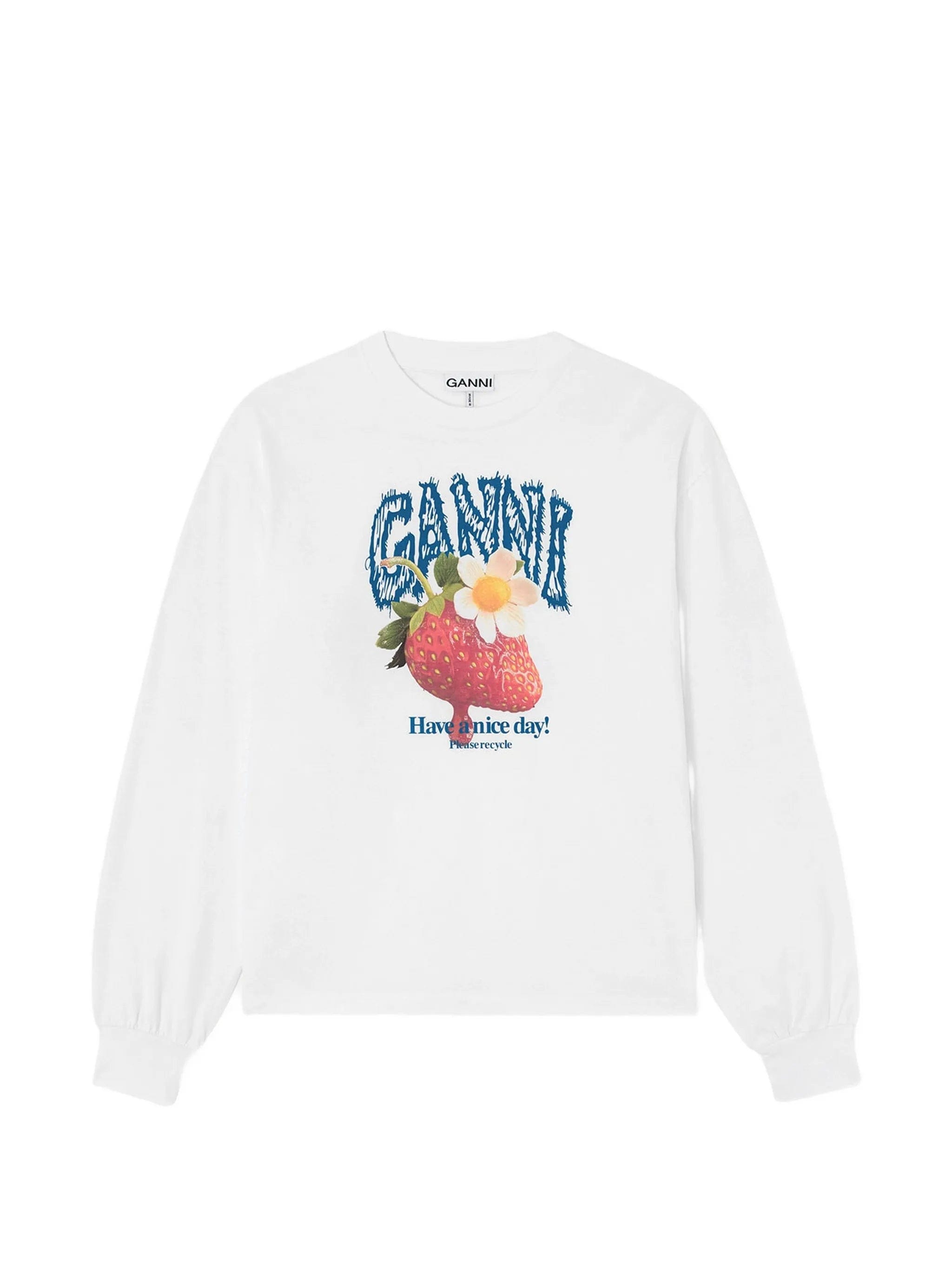 GANNI strawberry - print long - sleeve T - shirt