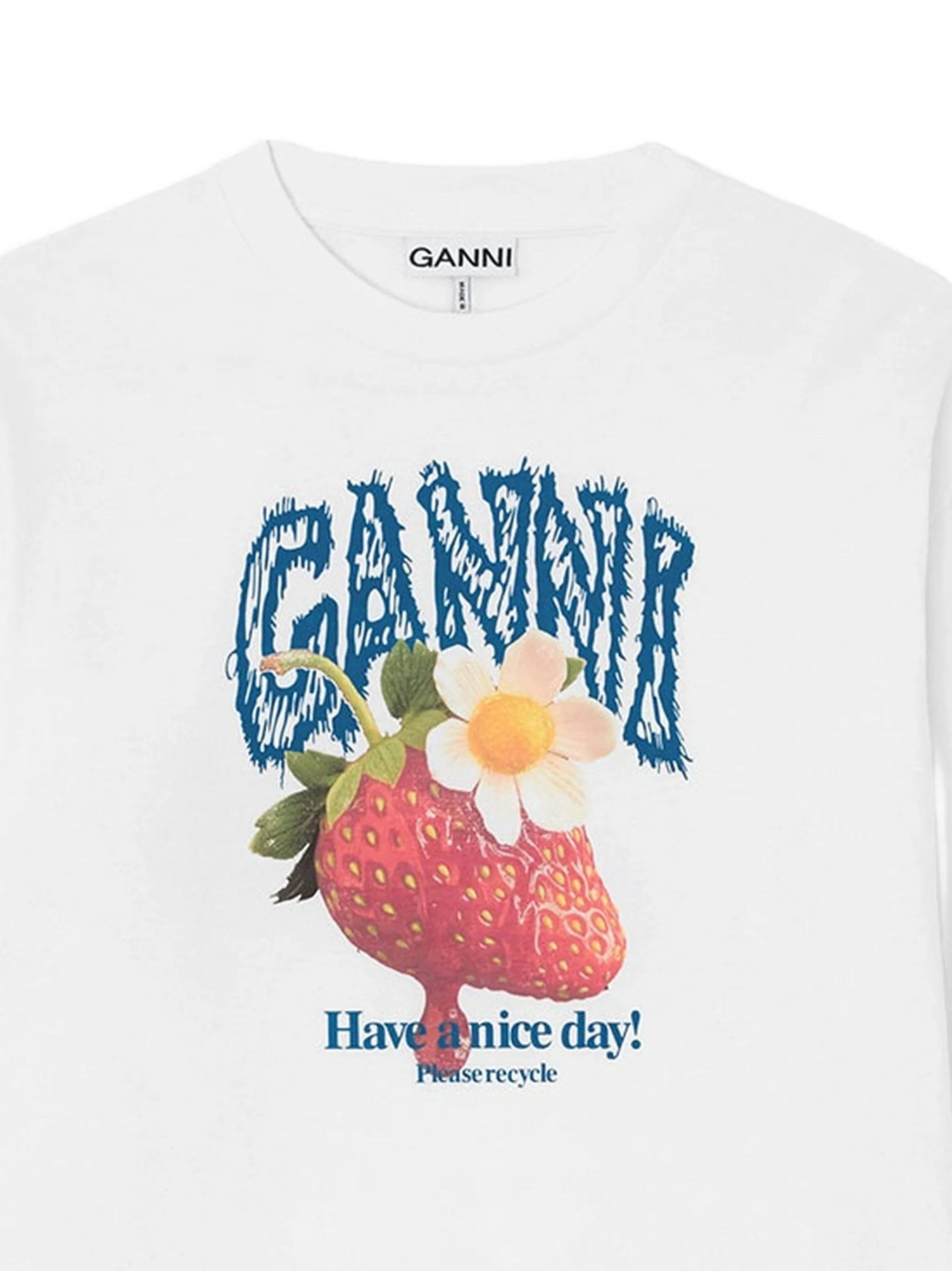 GANNI strawberry - print long - sleeve T - shirt