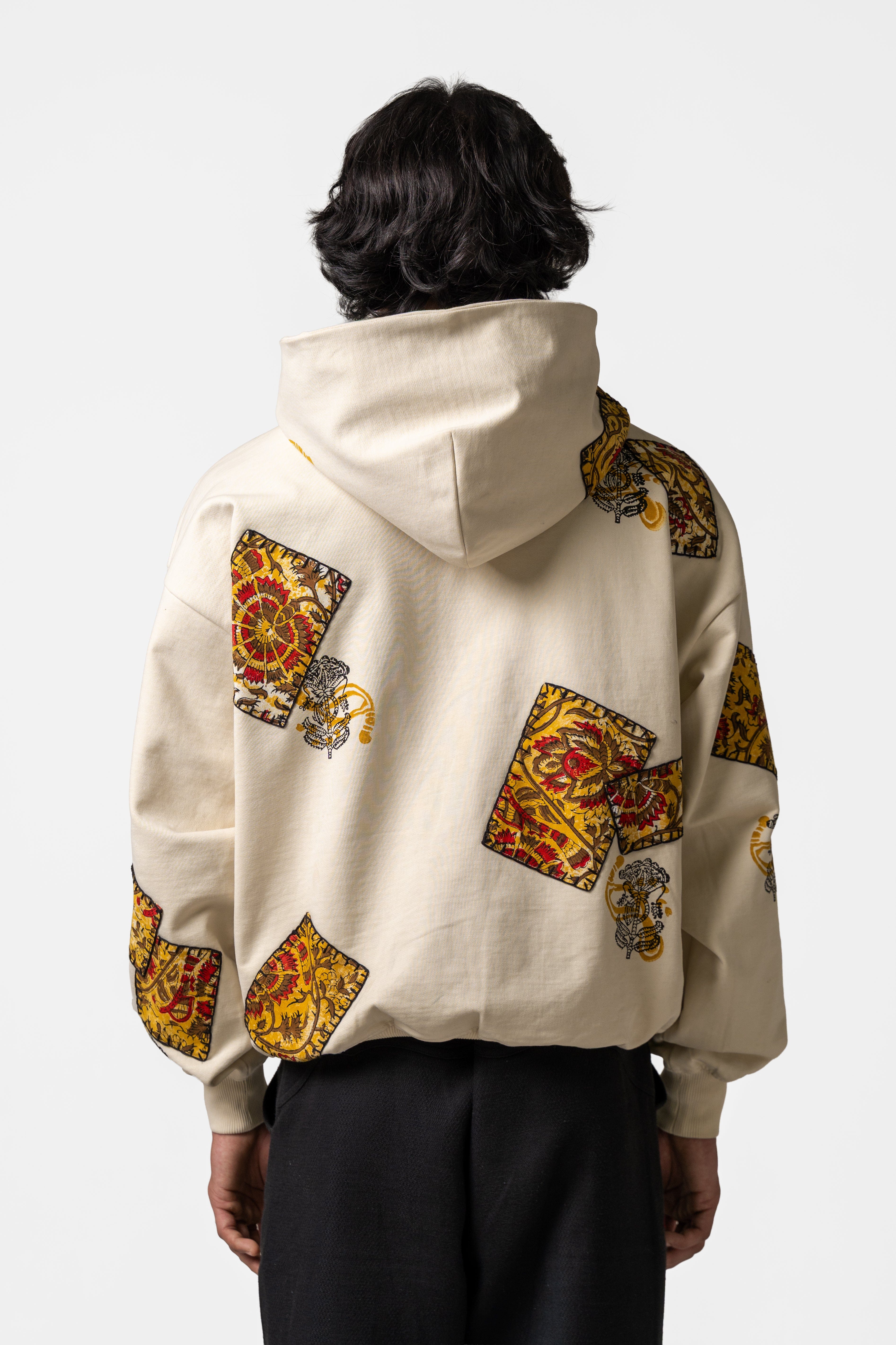 F A R A K Mustard Blockprinted Hoodie