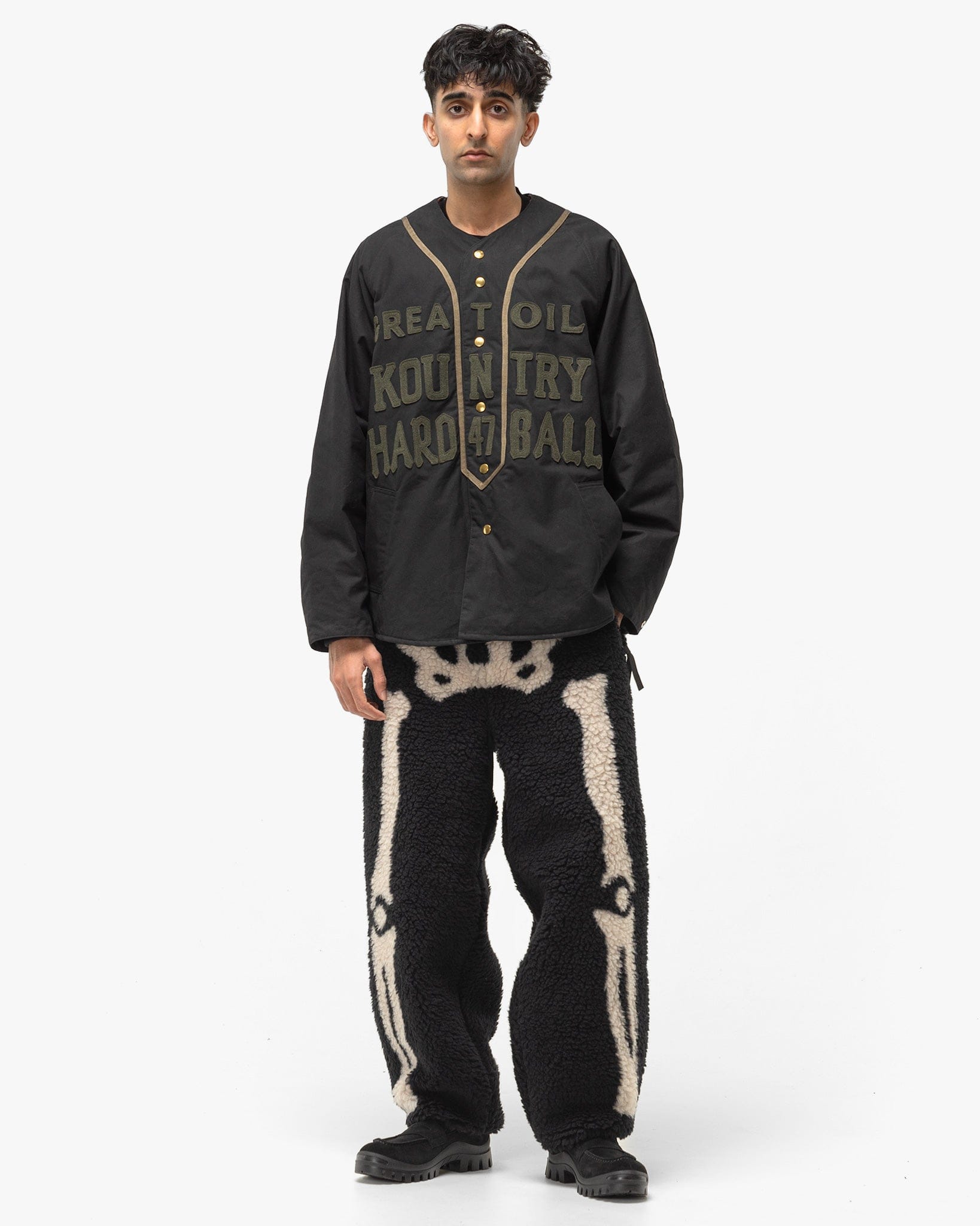 Kapital Weather Cotton Oil Coating Baseball Blouson Black