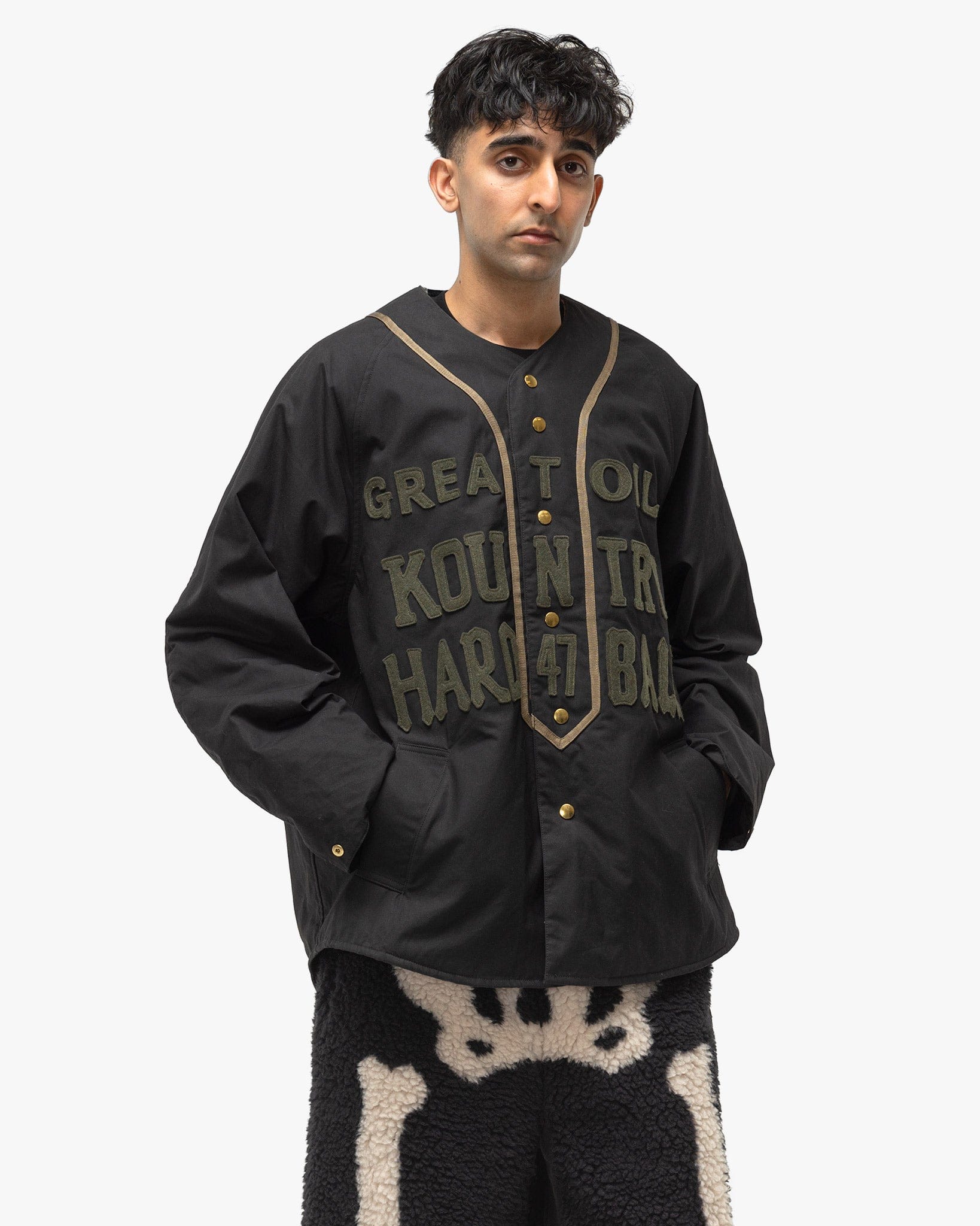 Kapital Weather Cotton Oil Coating Baseball Blouson Black