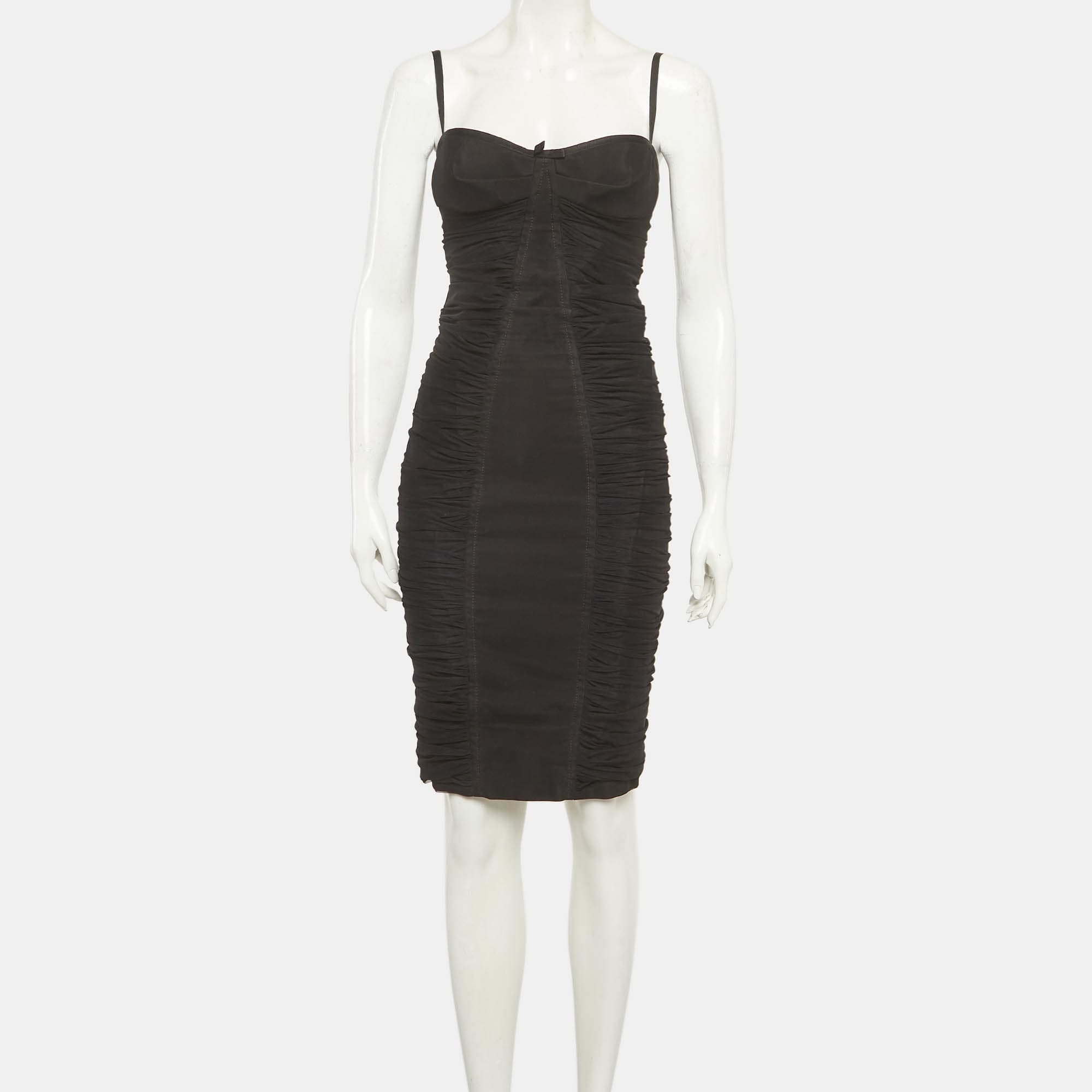 Dsquared2 Black Tulle Ruched Bodycon Dress