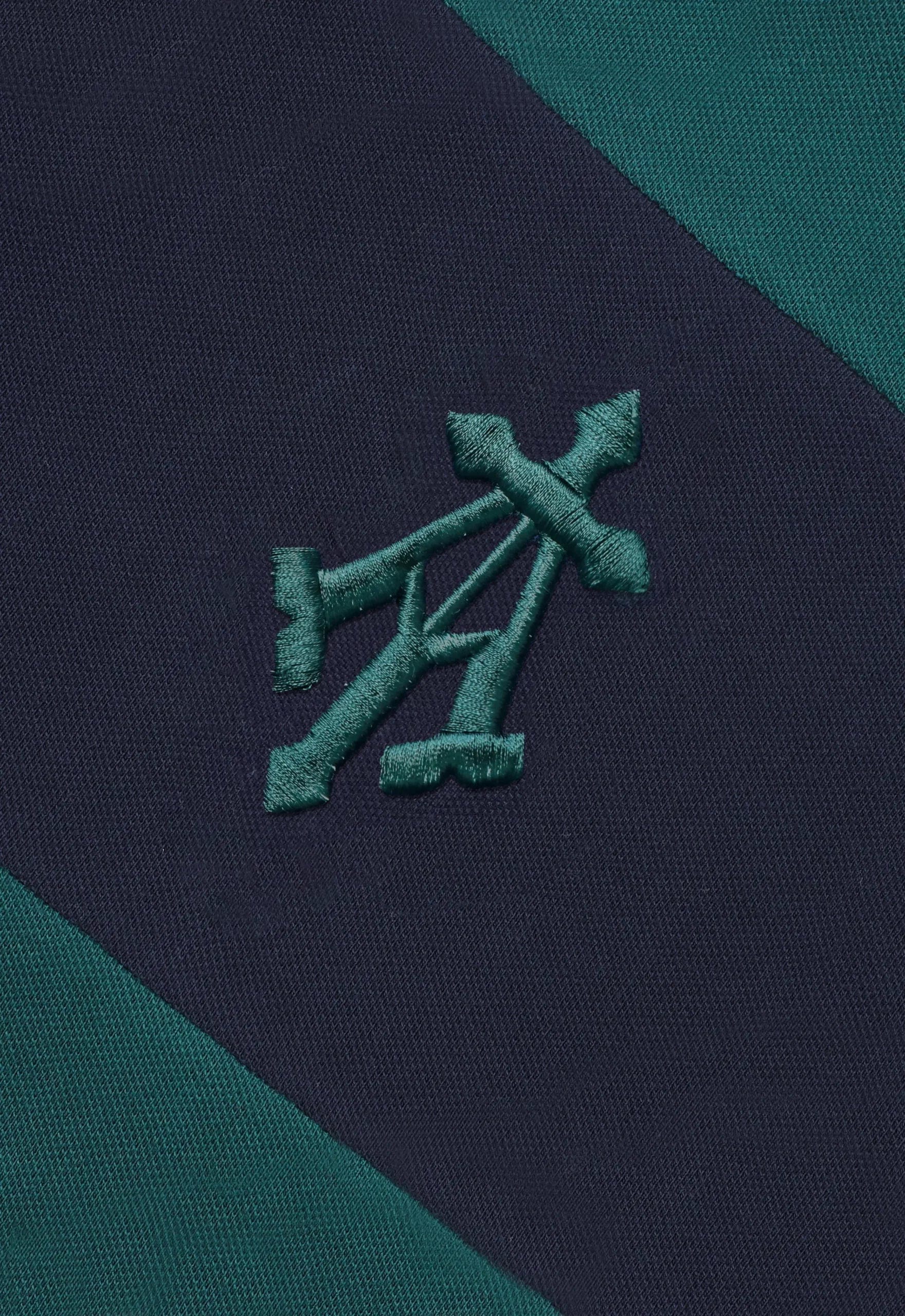 Almost Gods Alpha Cross Woven Striped Polo (Navy & Green)