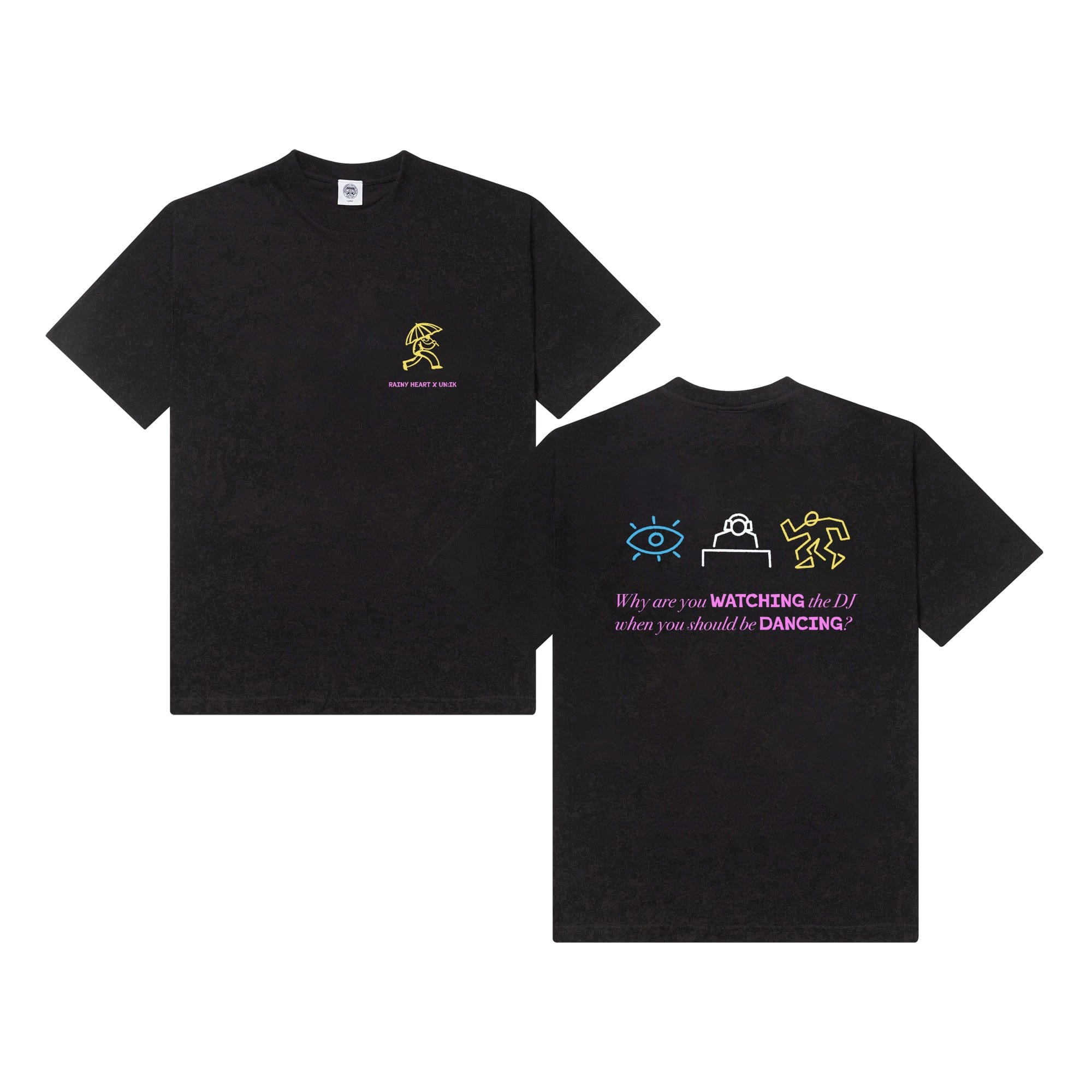Rainy Heart x UN:IK Watching the DJ T-Shirt - Black