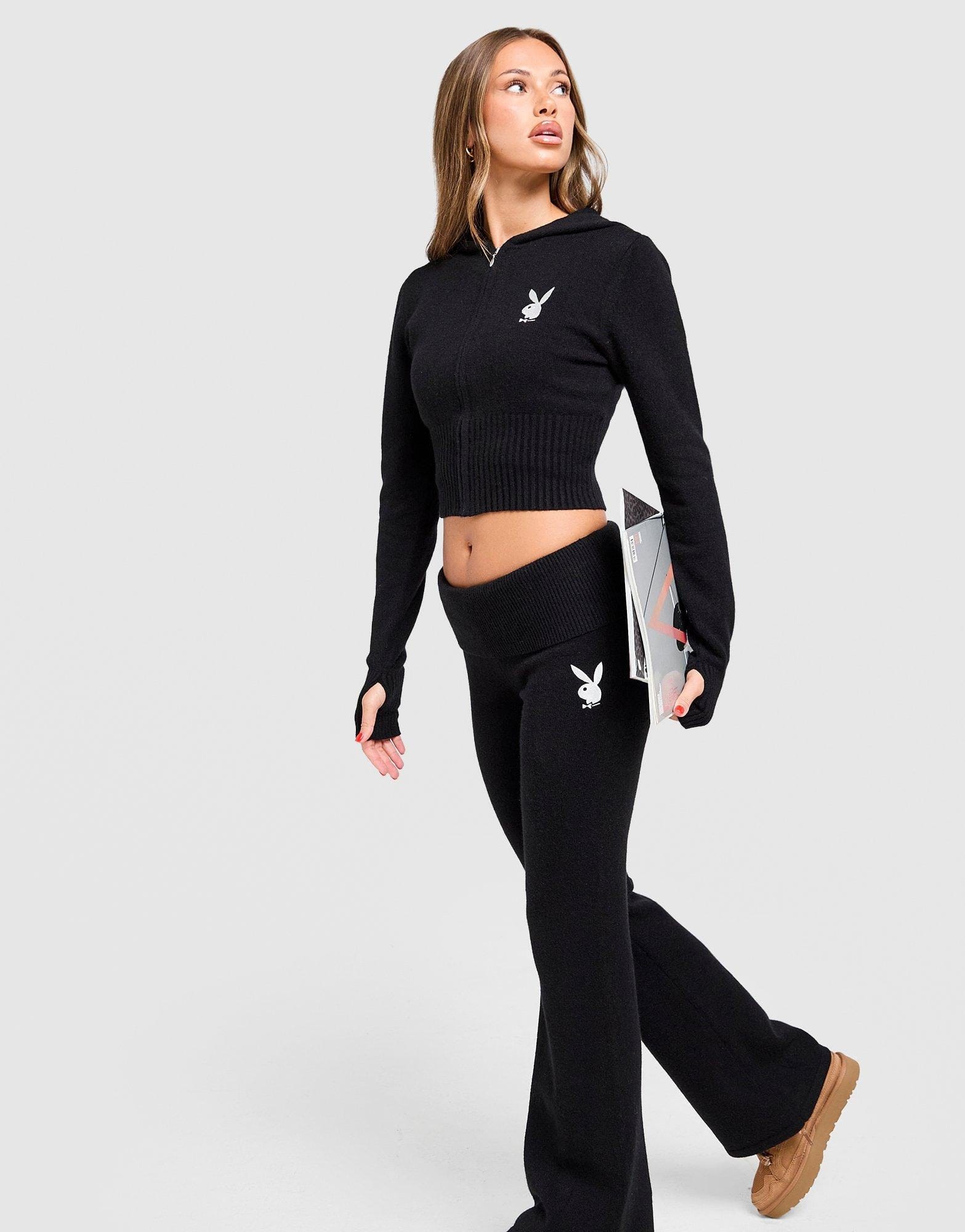 Playboy Embroidered Knit Full Zip Hoodie