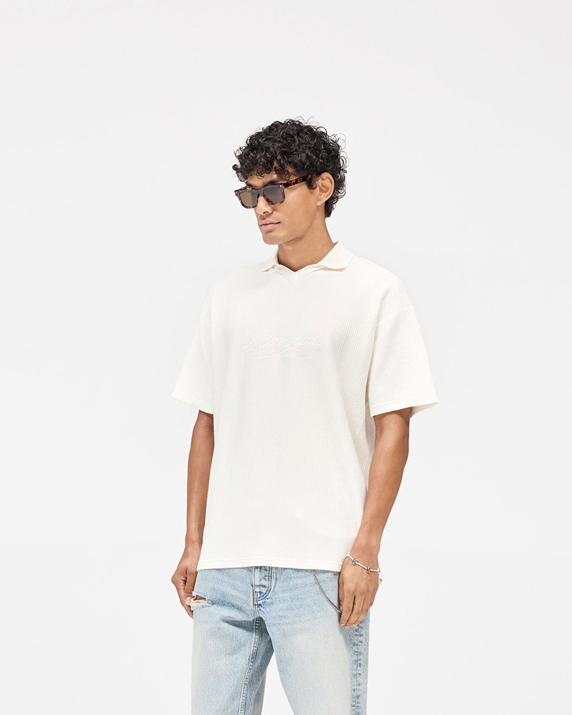 FW25 Other Ribbed Polo - Aged White