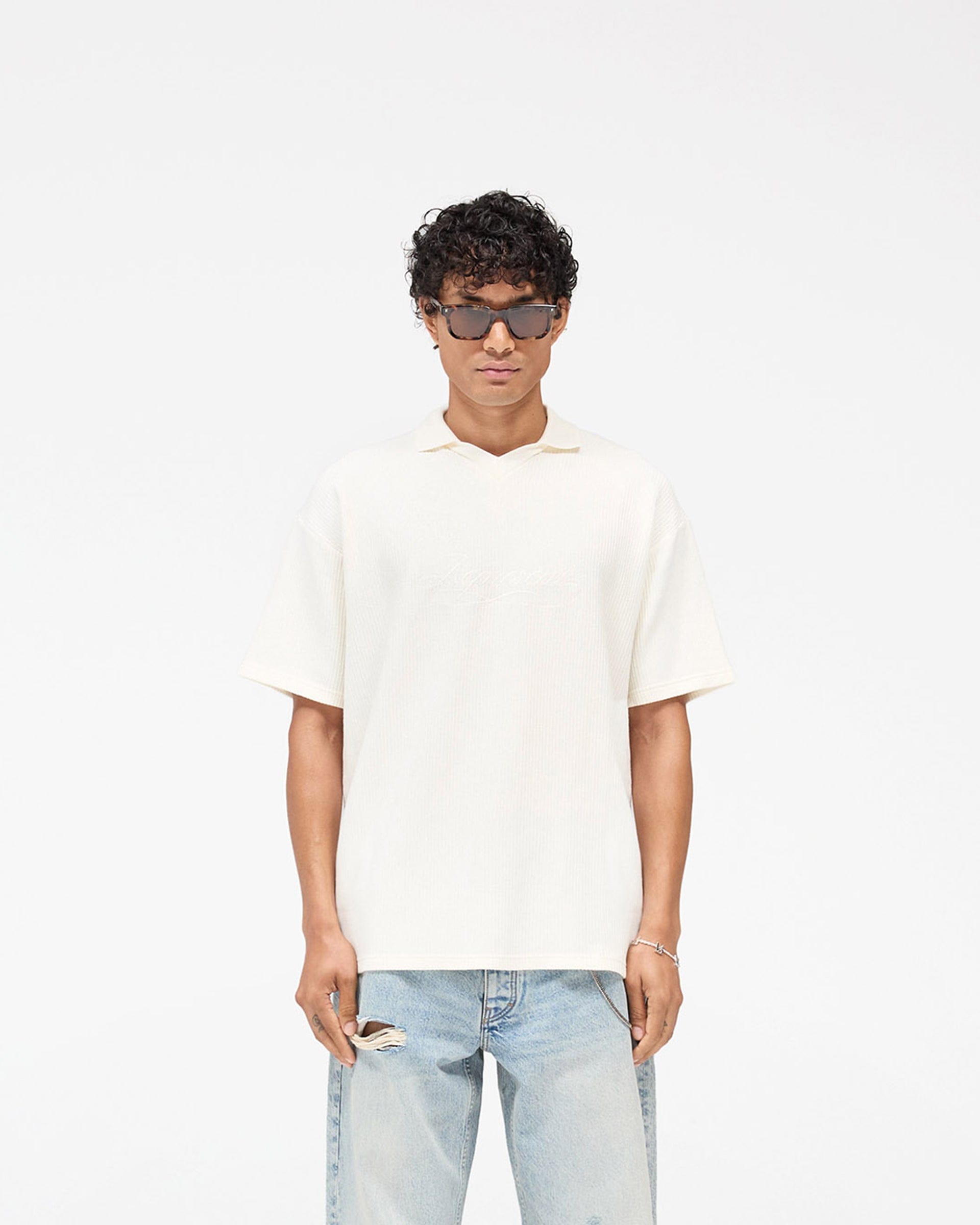 FW25 Other Ribbed Polo - Aged White