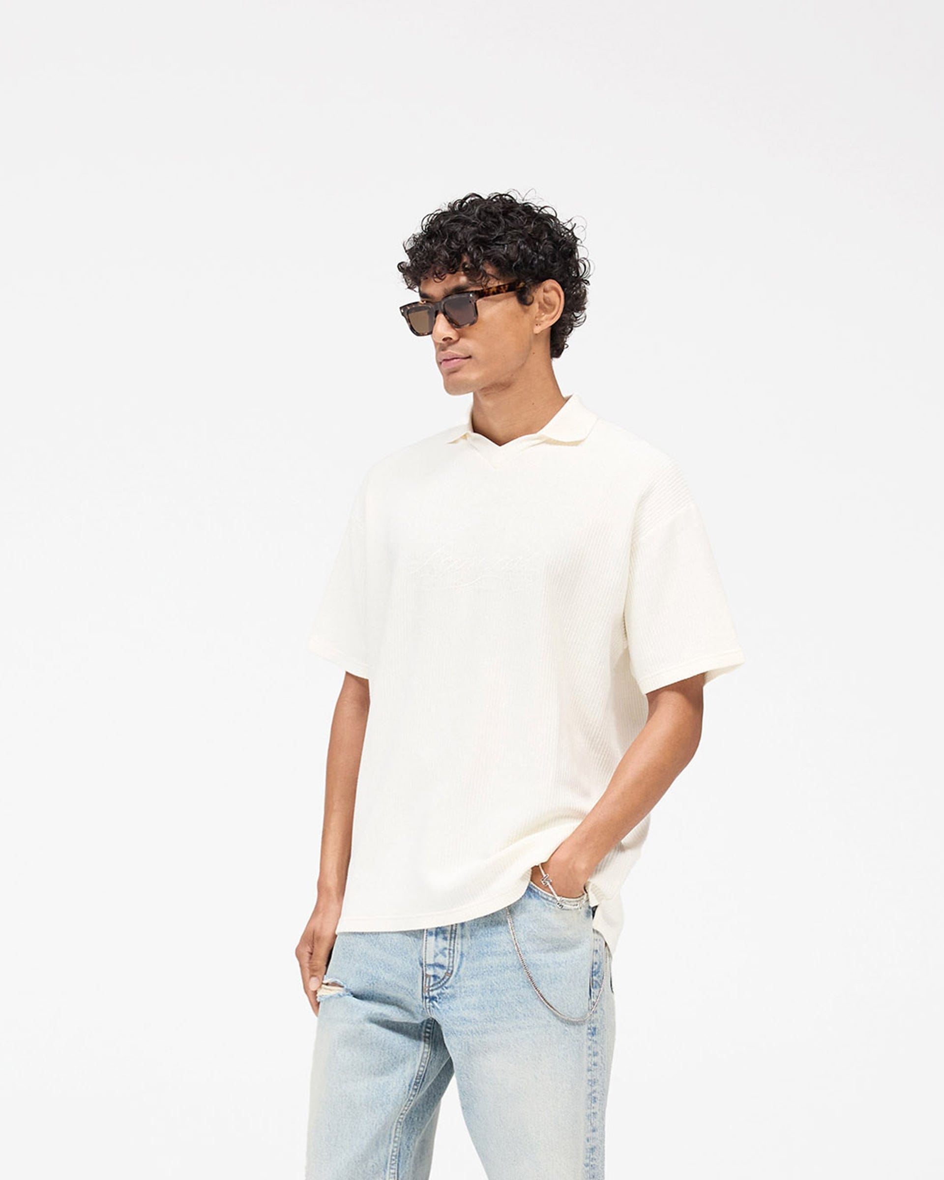 FW25 Other Ribbed Polo - Aged White