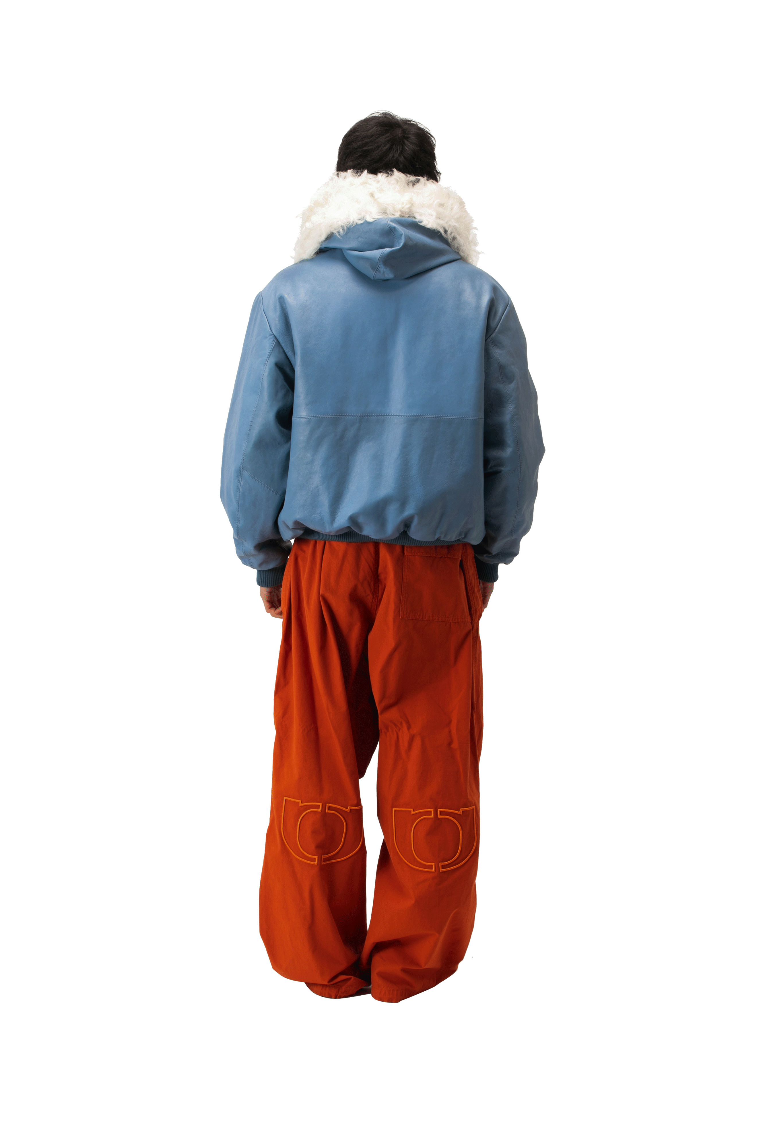 One Block Down Pull - Up Leather Zip - Up Padded Hoodie