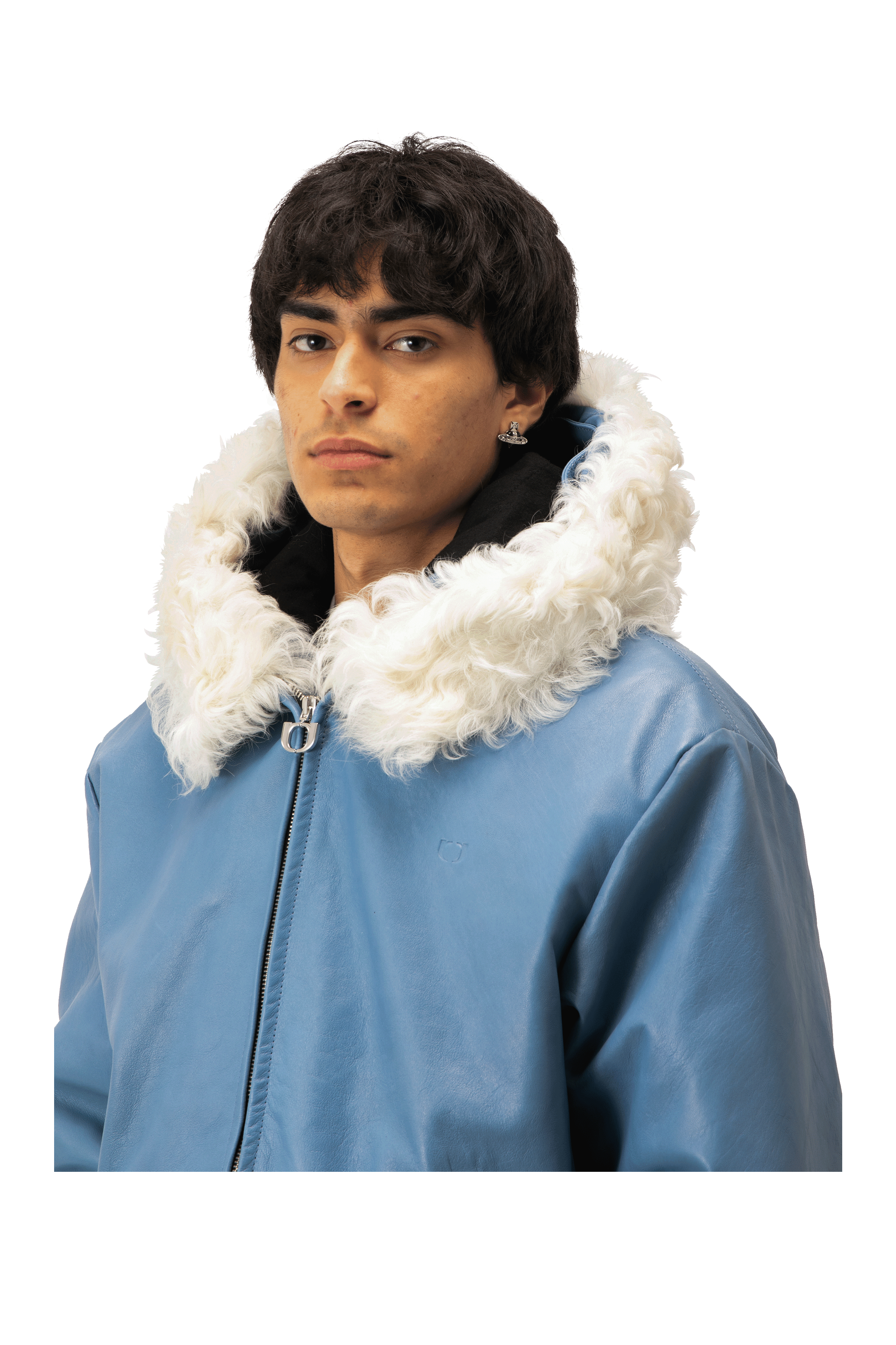 One Block Down Pull - Up Leather Zip - Up Padded Hoodie