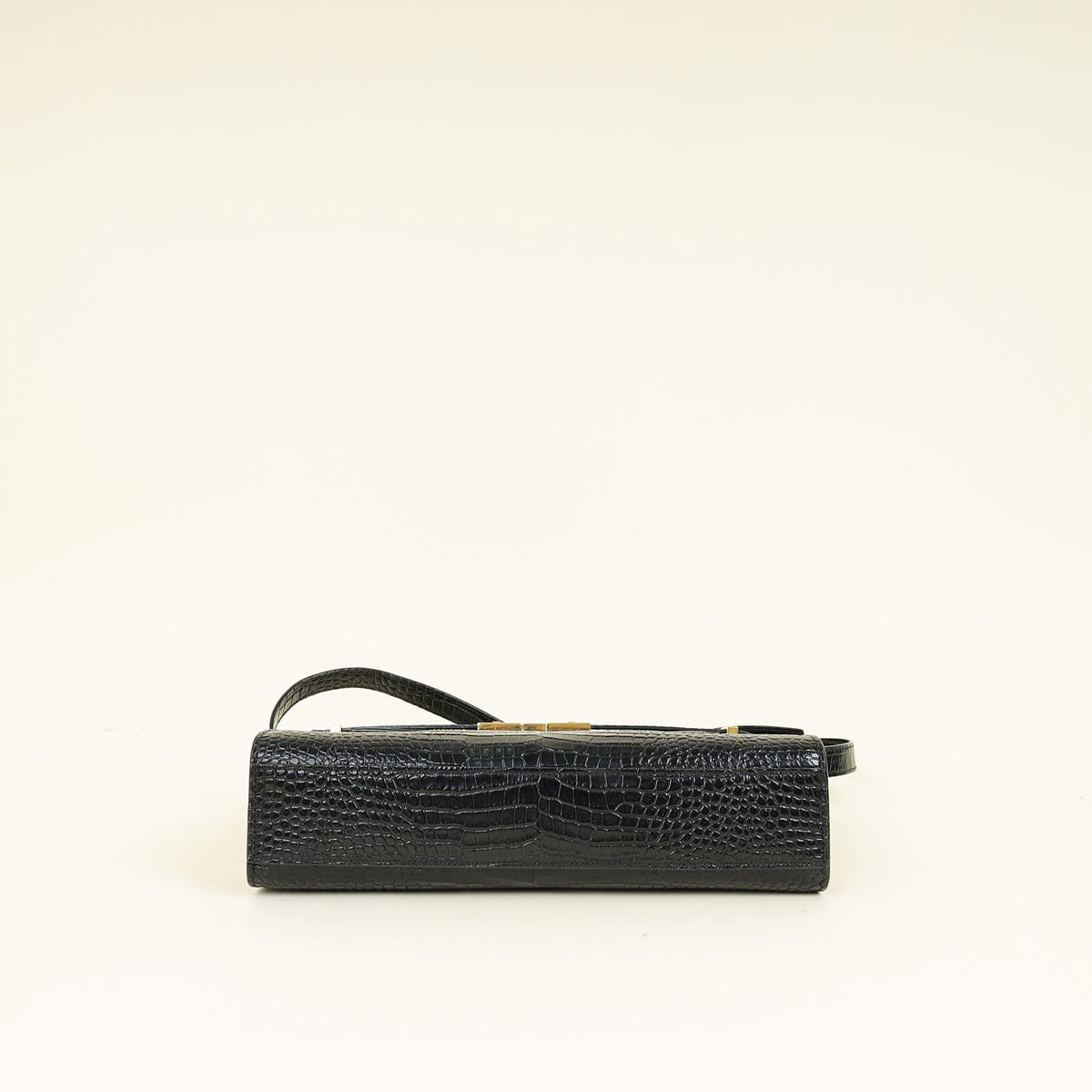 YSL Black Croco Embossed Manhattan Medium Shoulder Bag