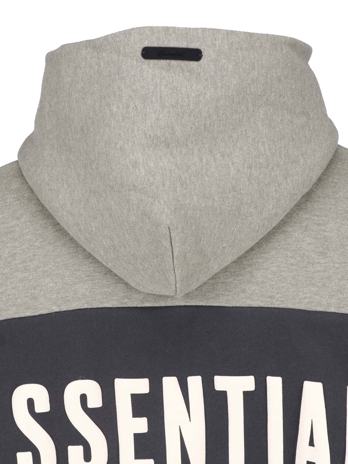 Logo Grey Cotton Contrast Logo Hoodie