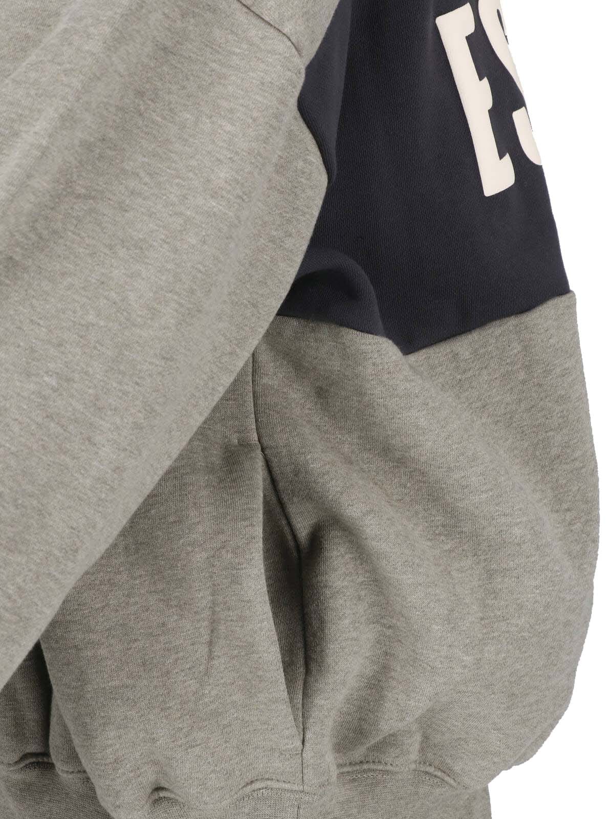 Logo Grey Cotton Contrast Logo Hoodie
