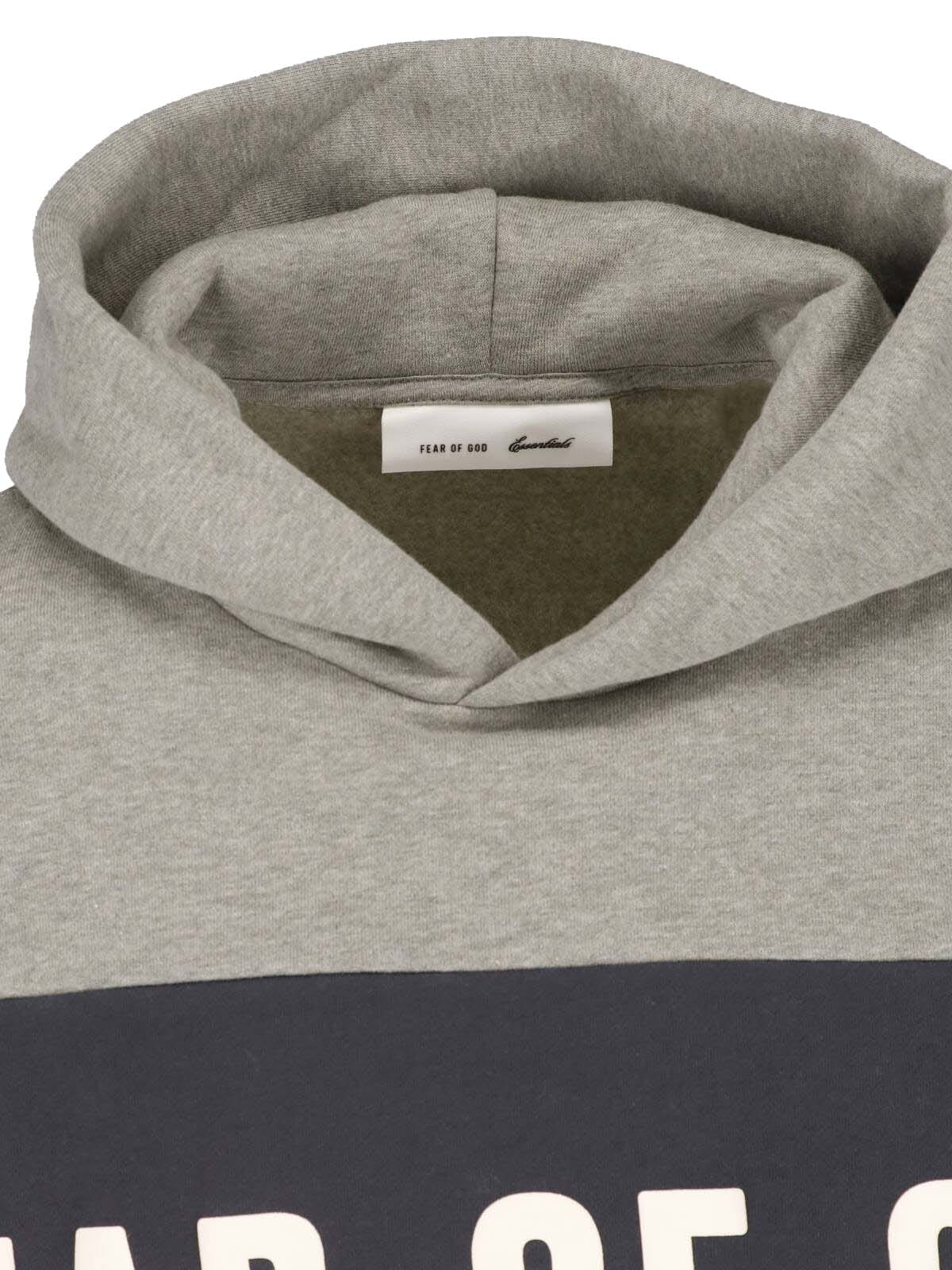Logo Grey Cotton Contrast Logo Hoodie