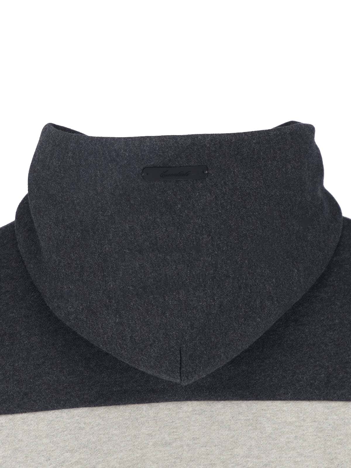 Logo Dark Grey Cotton Contrast Logo Hoodie