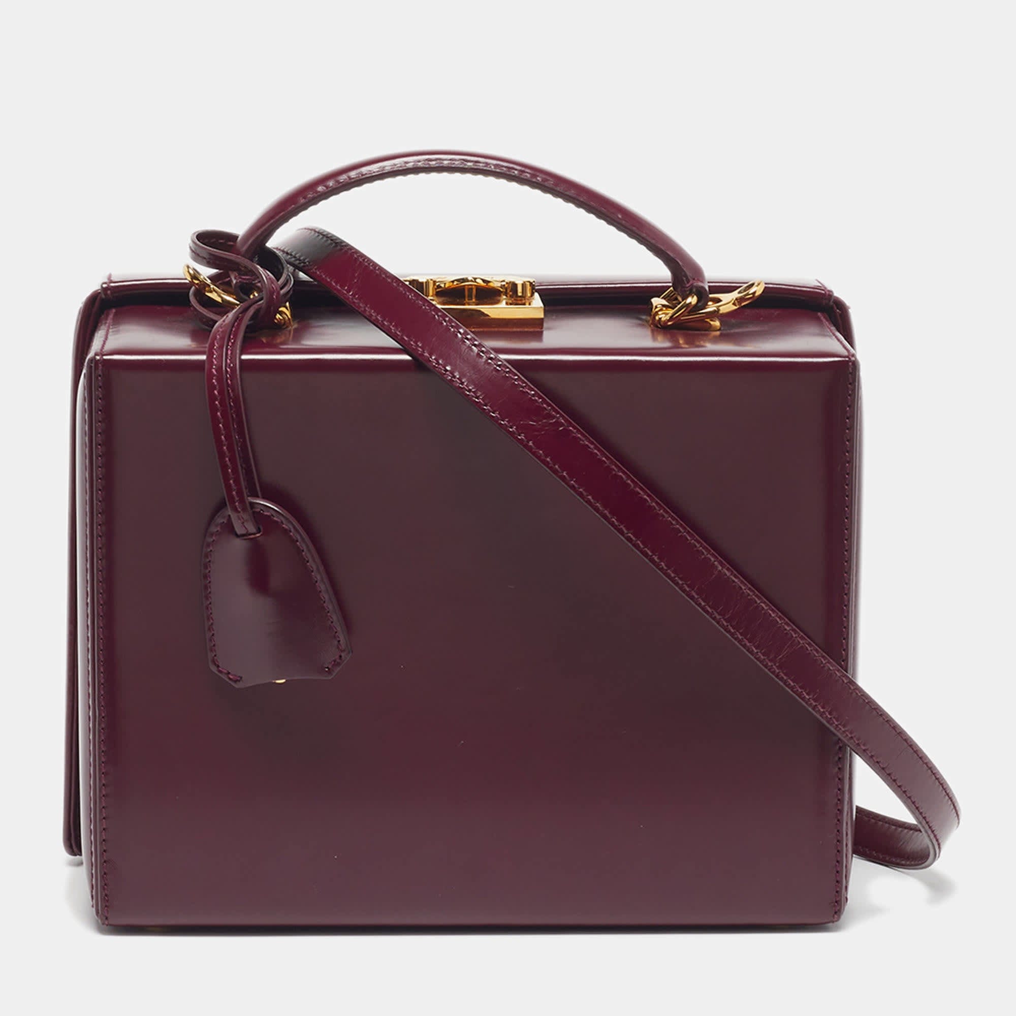 Purple Mark Cross Grace Box Purple Leather Bag