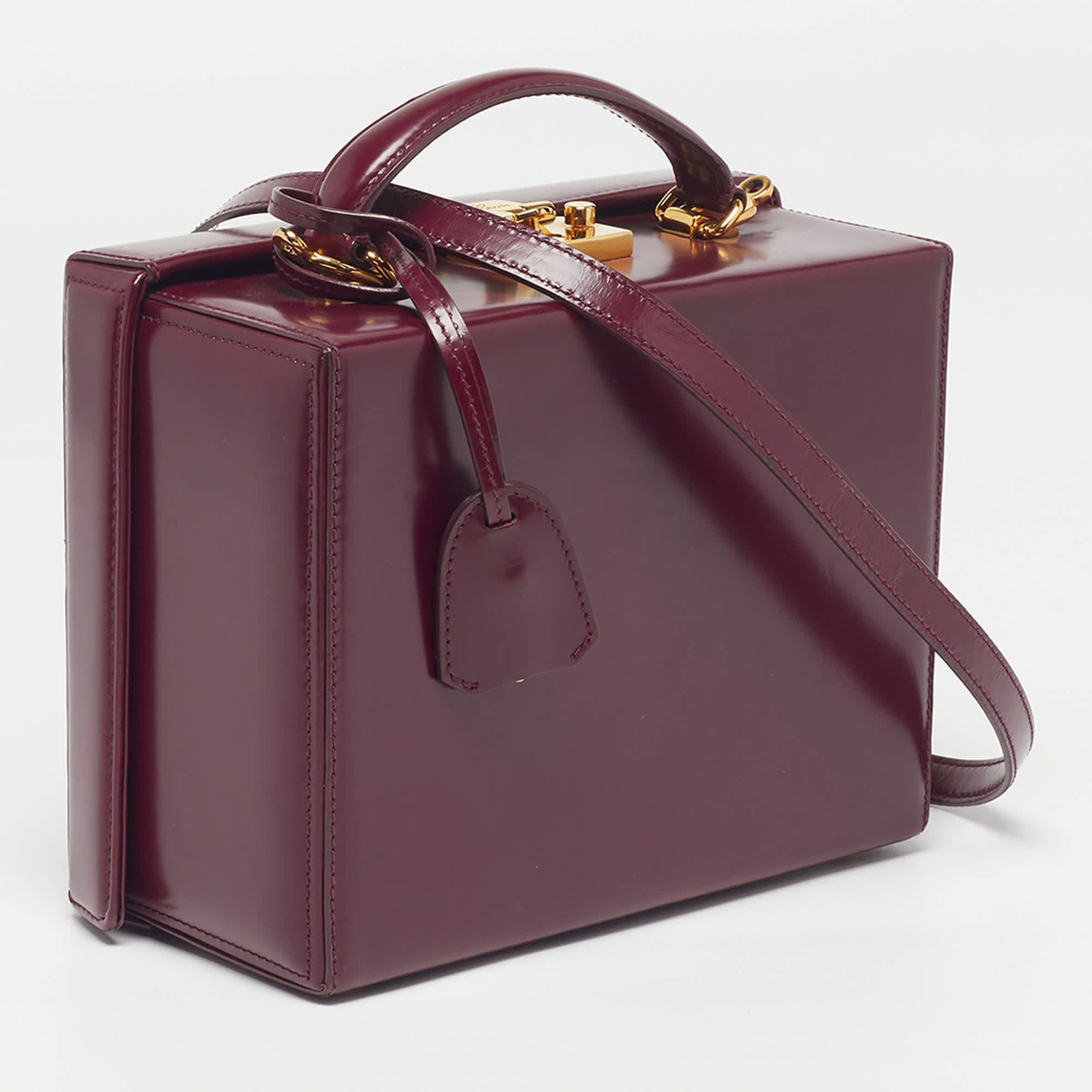 Purple Mark Cross Grace Box Purple Leather Bag