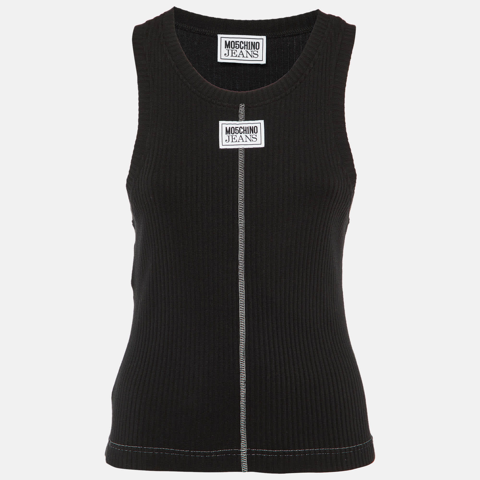 Logo Black Logo Applique Rib Knit Tank Top