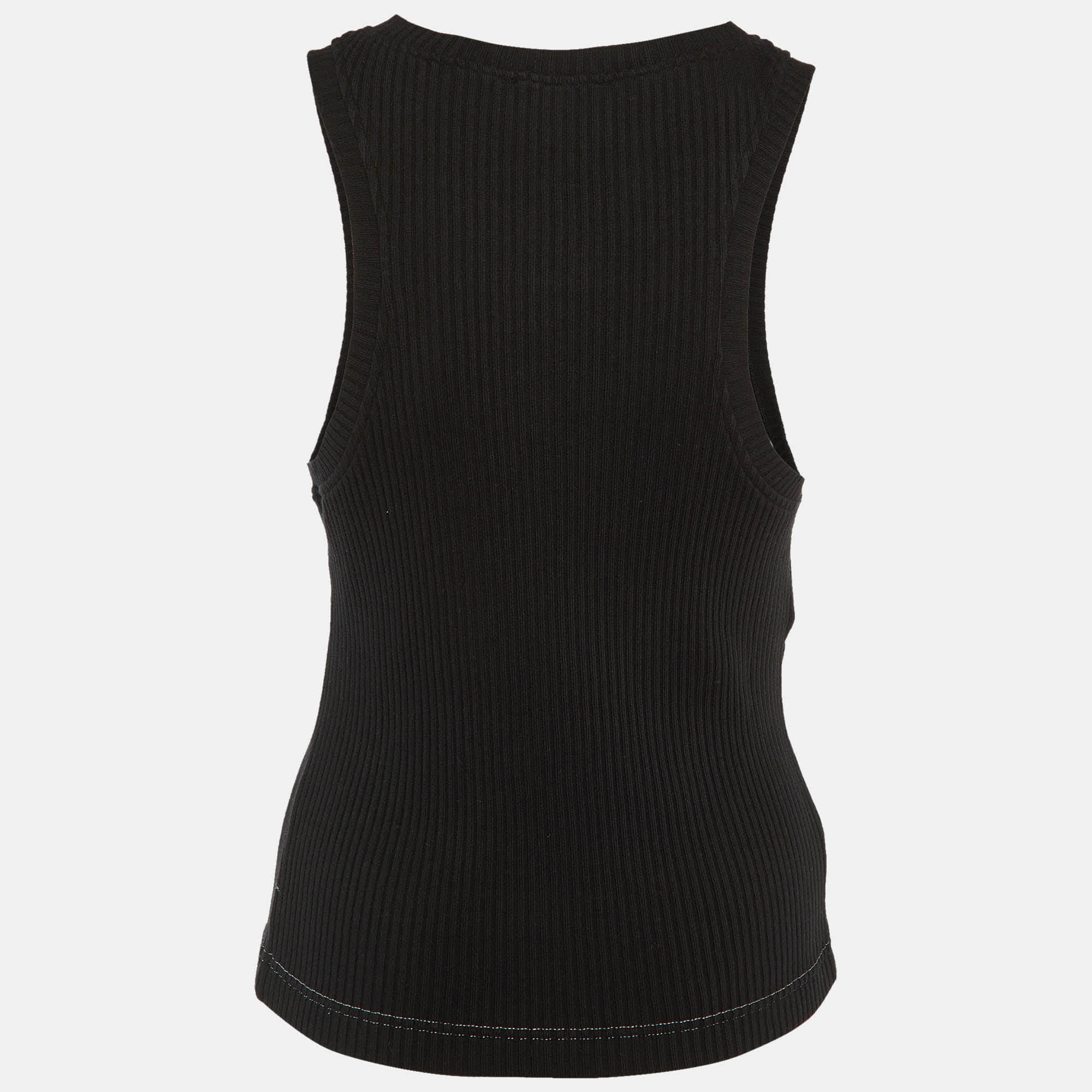 Logo Black Logo Applique Rib Knit Tank Top