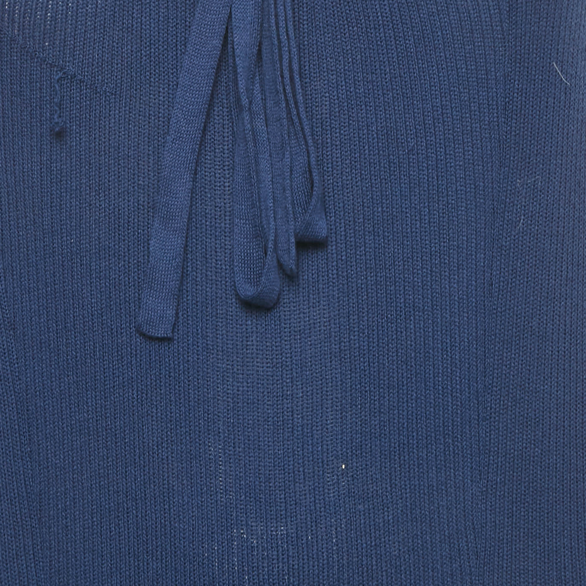 Blue Rib Knit Tie - Up Detail Tank Top