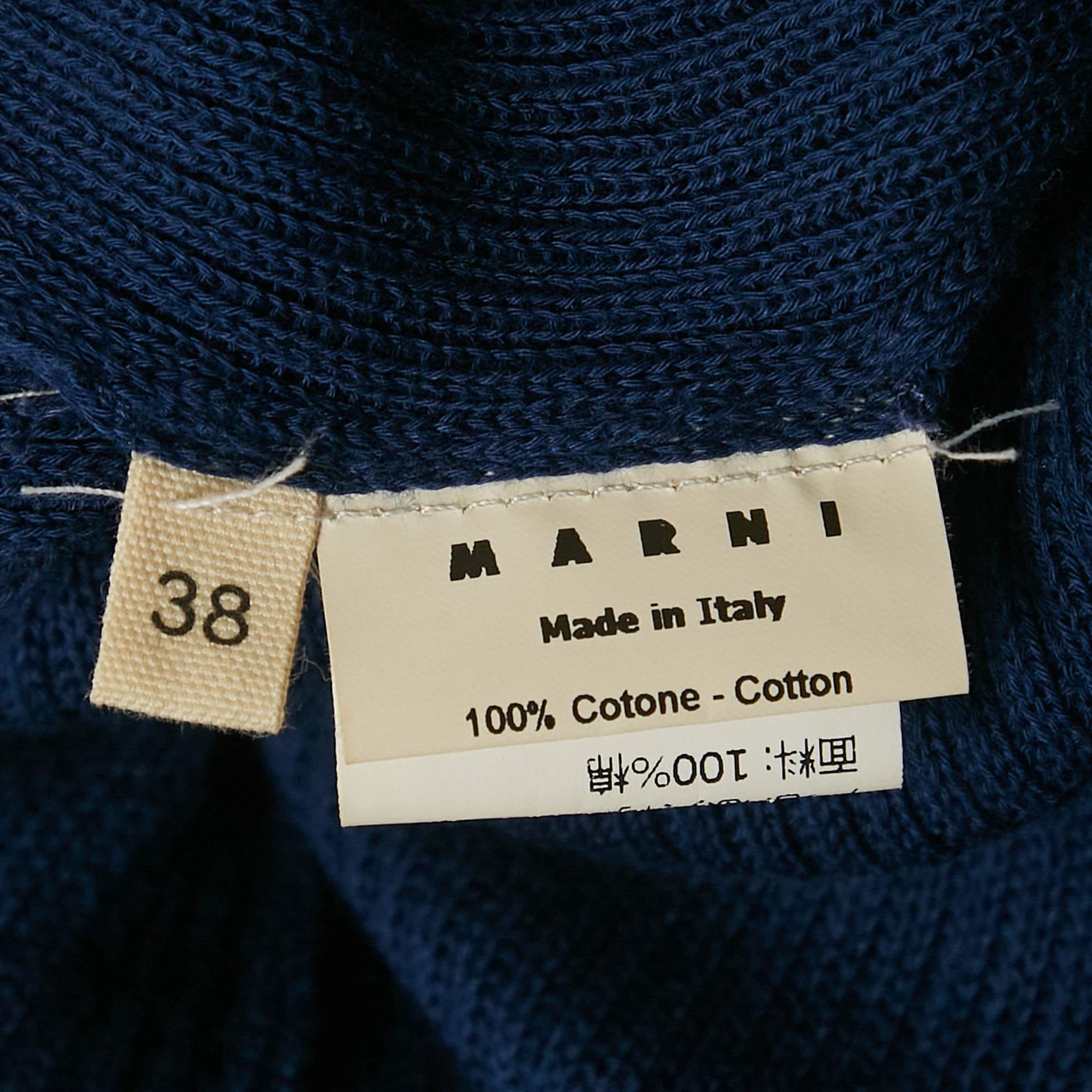 Blue Rib Knit Tie - Up Detail Tank Top