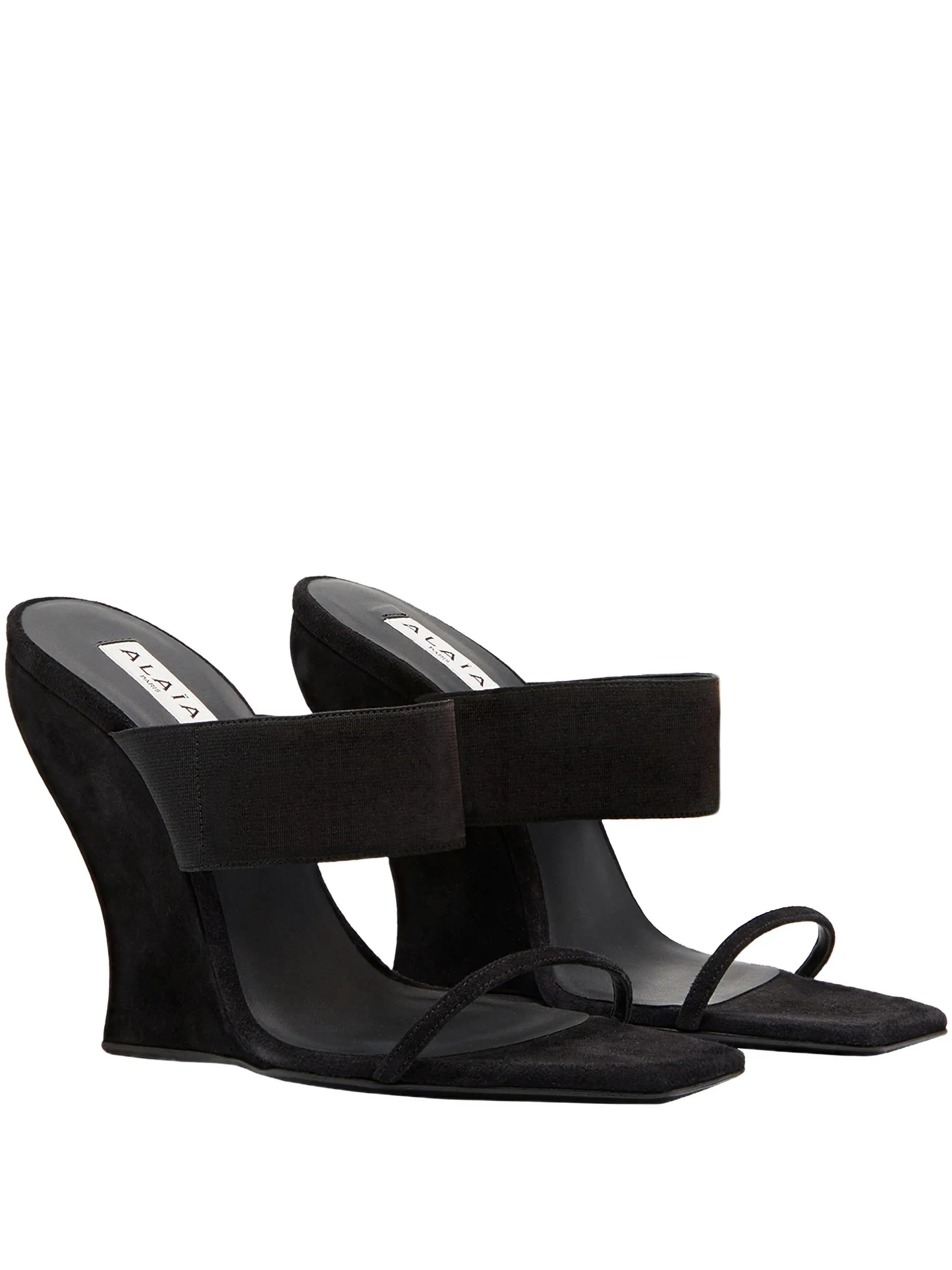 Alaïa square - toe curved wedge mules