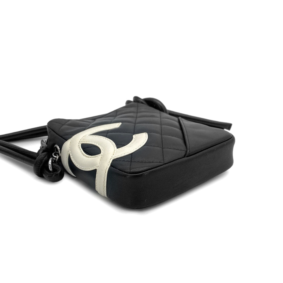 Luxury Promise Japan VINTAGE CHANEL CAMBON LINE SHOULDER BAG BLACK LEATHER SILVER HARDWARE 90311884