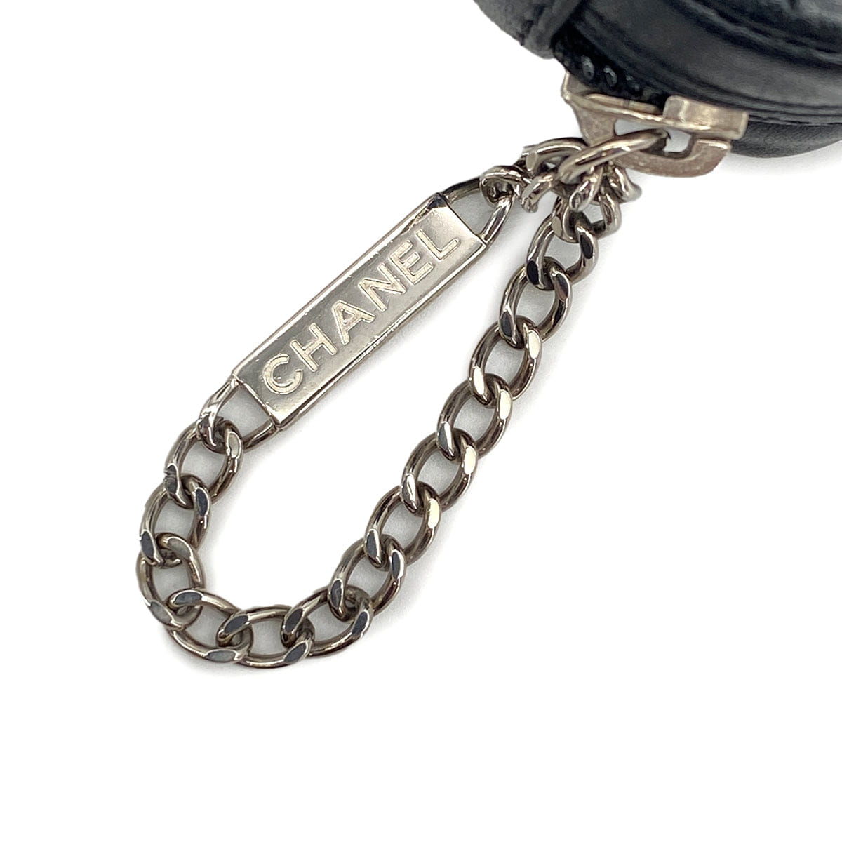 Luxury Promise Japan VINTAGE CHANEL CAMBON LINE SHOULDER BAG BLACK LEATHER SILVER HARDWARE 90311884