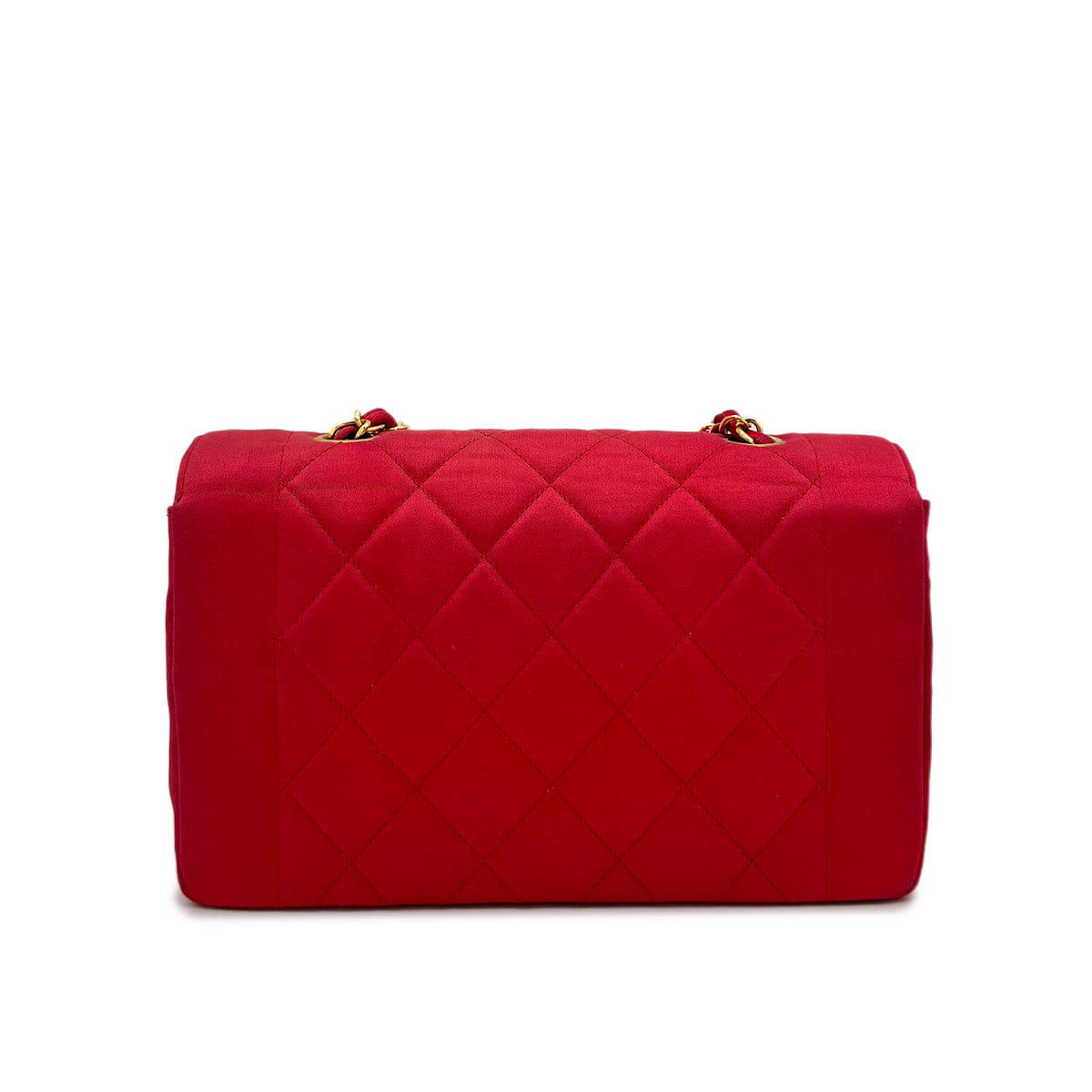 Luxury Promise Japan CHANEL VINTAGE DIANA SMALL CHAIN SHOULDER BAG RED SATIN 90277707