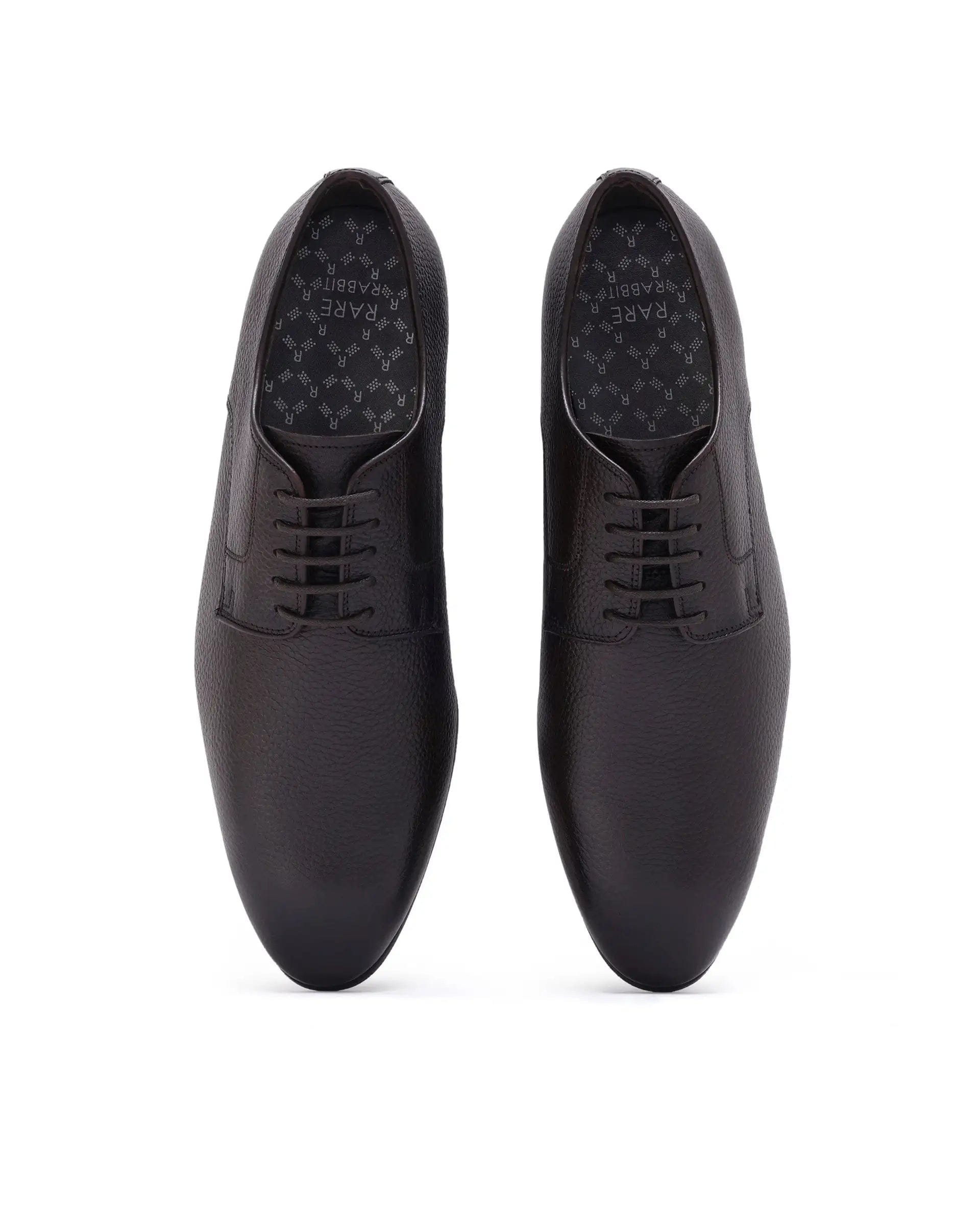 RAREZ Rare Rabbit Men Wolve Brown Milled Leather Derby Style Lace - Up Formal Shoes