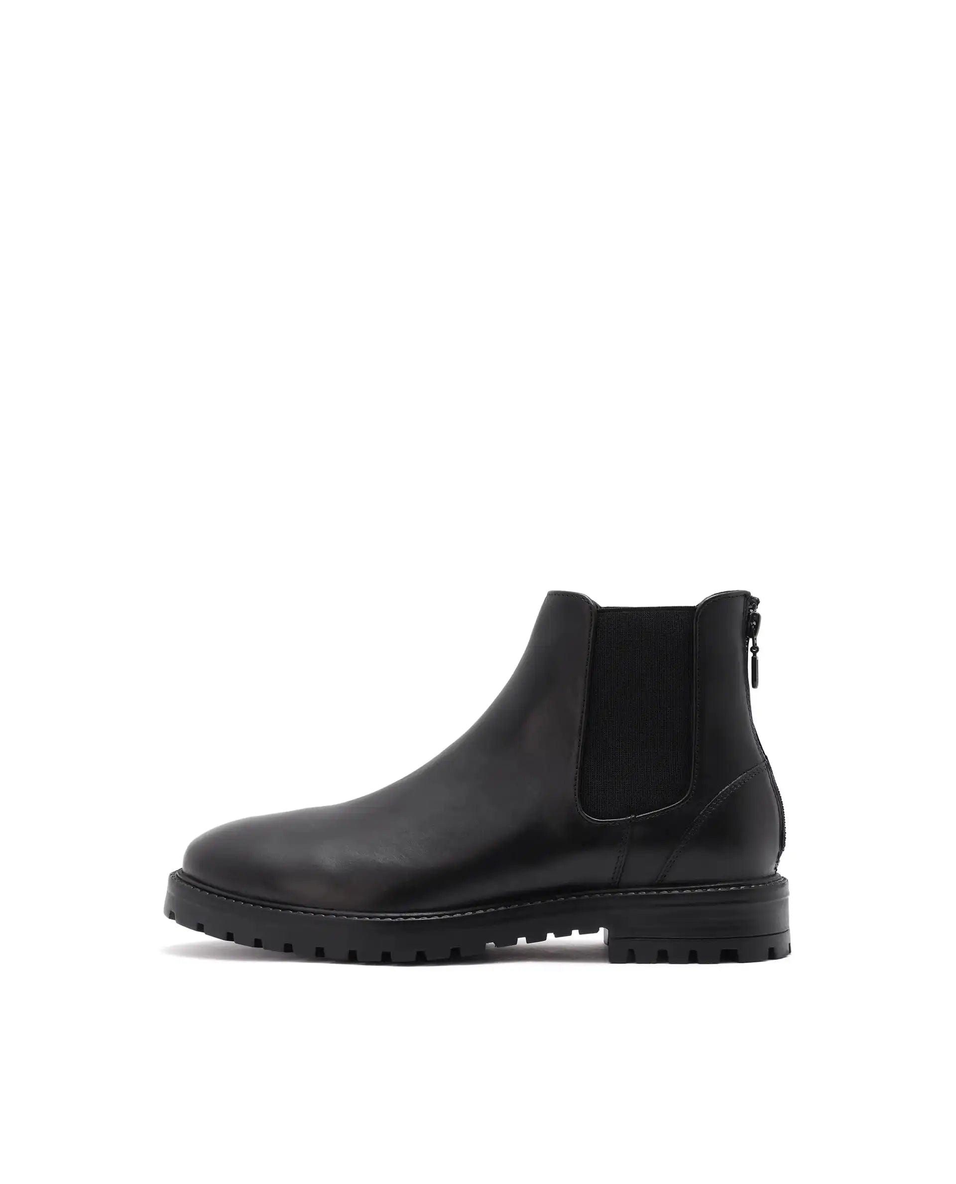 RAREZ Rare Rabbit Men's Gum - 1 Black Leather Fabric Chelsea Boots