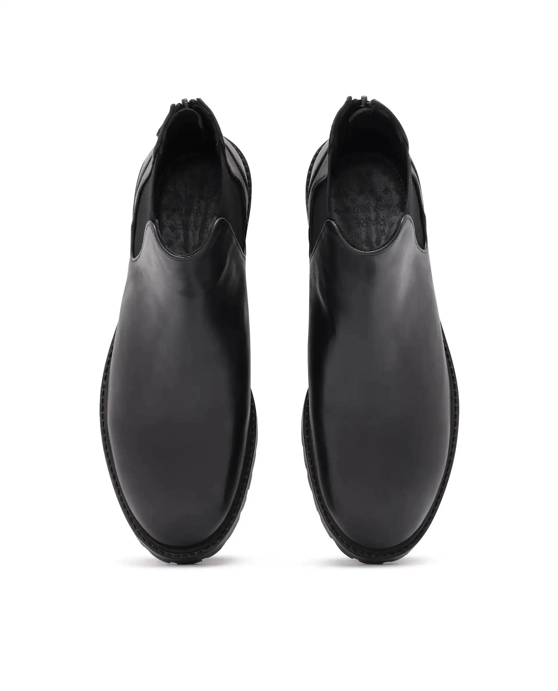 RAREZ Rare Rabbit Men's Gum - 1 Black Leather Fabric Chelsea Boots