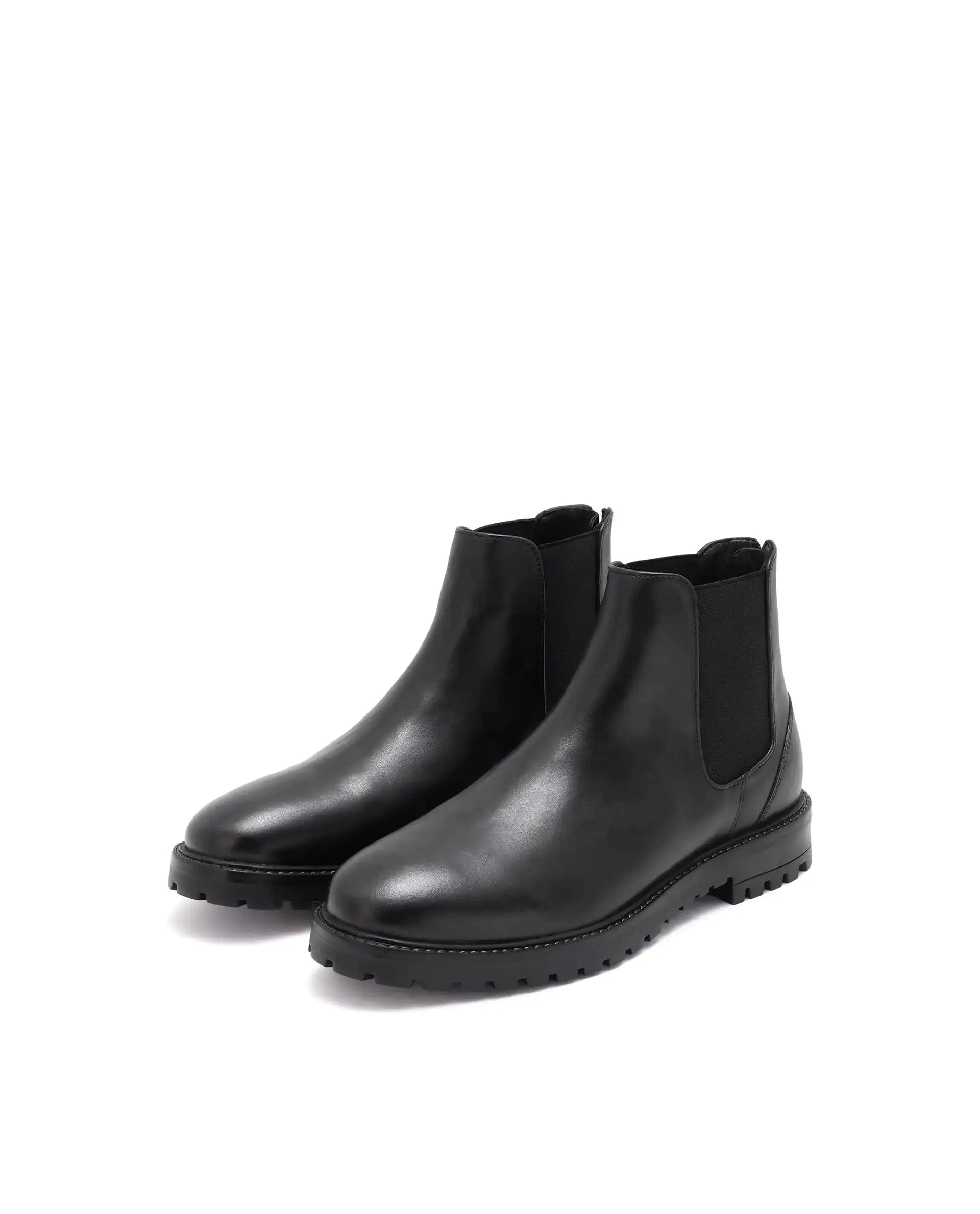 RAREZ Rare Rabbit Men's Gum - 1 Black Leather Fabric Chelsea Boots