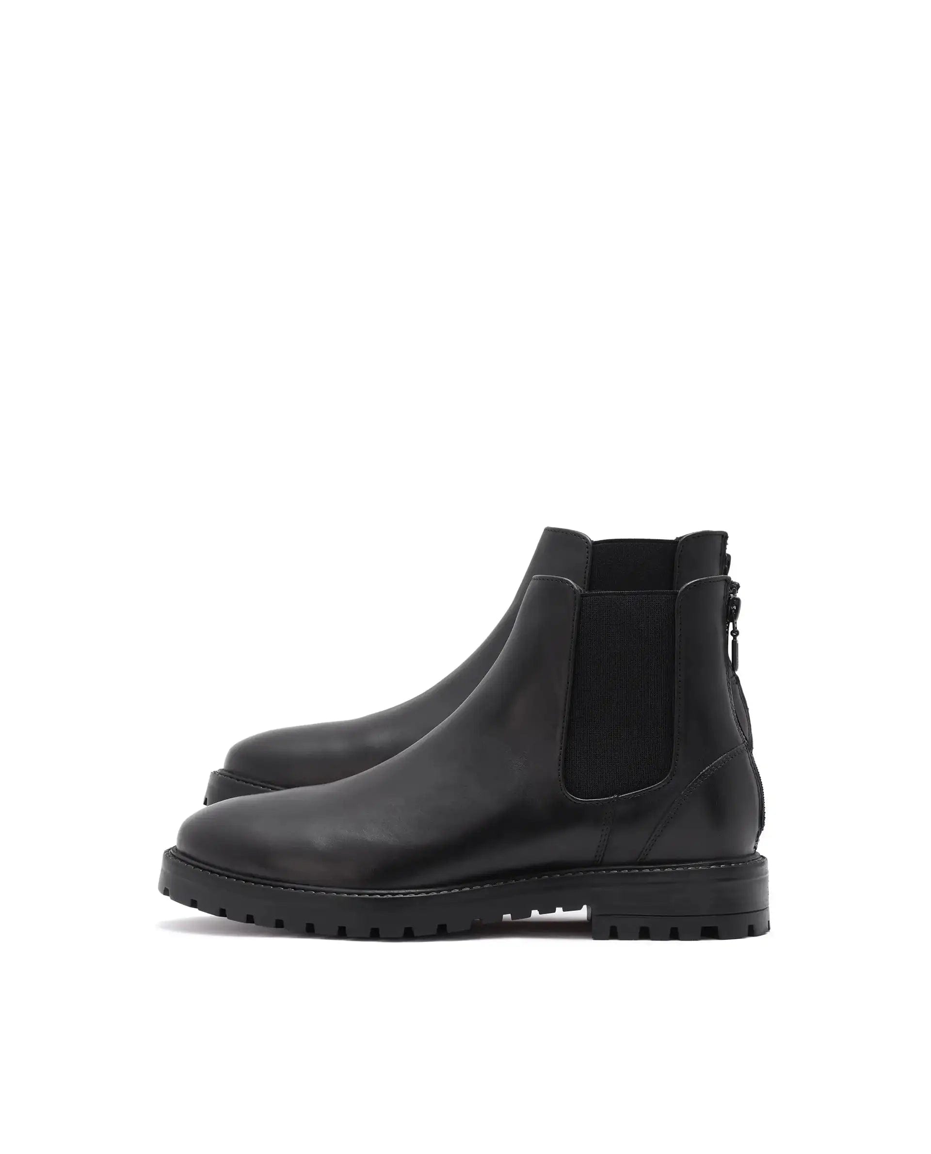 RAREZ Rare Rabbit Men's Gum - 1 Black Leather Fabric Chelsea Boots
