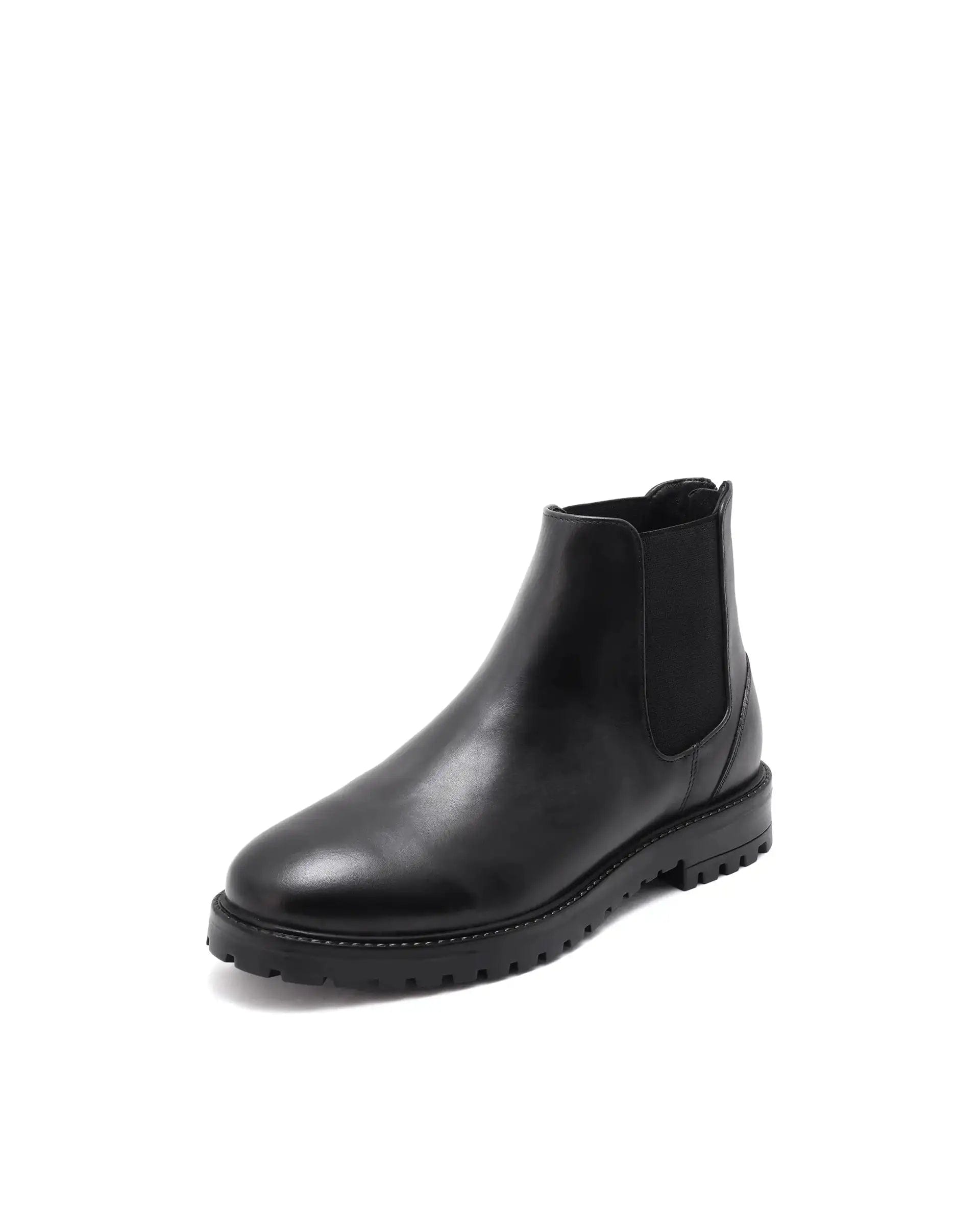 RAREZ Rare Rabbit Men's Gum - 1 Black Leather Fabric Chelsea Boots