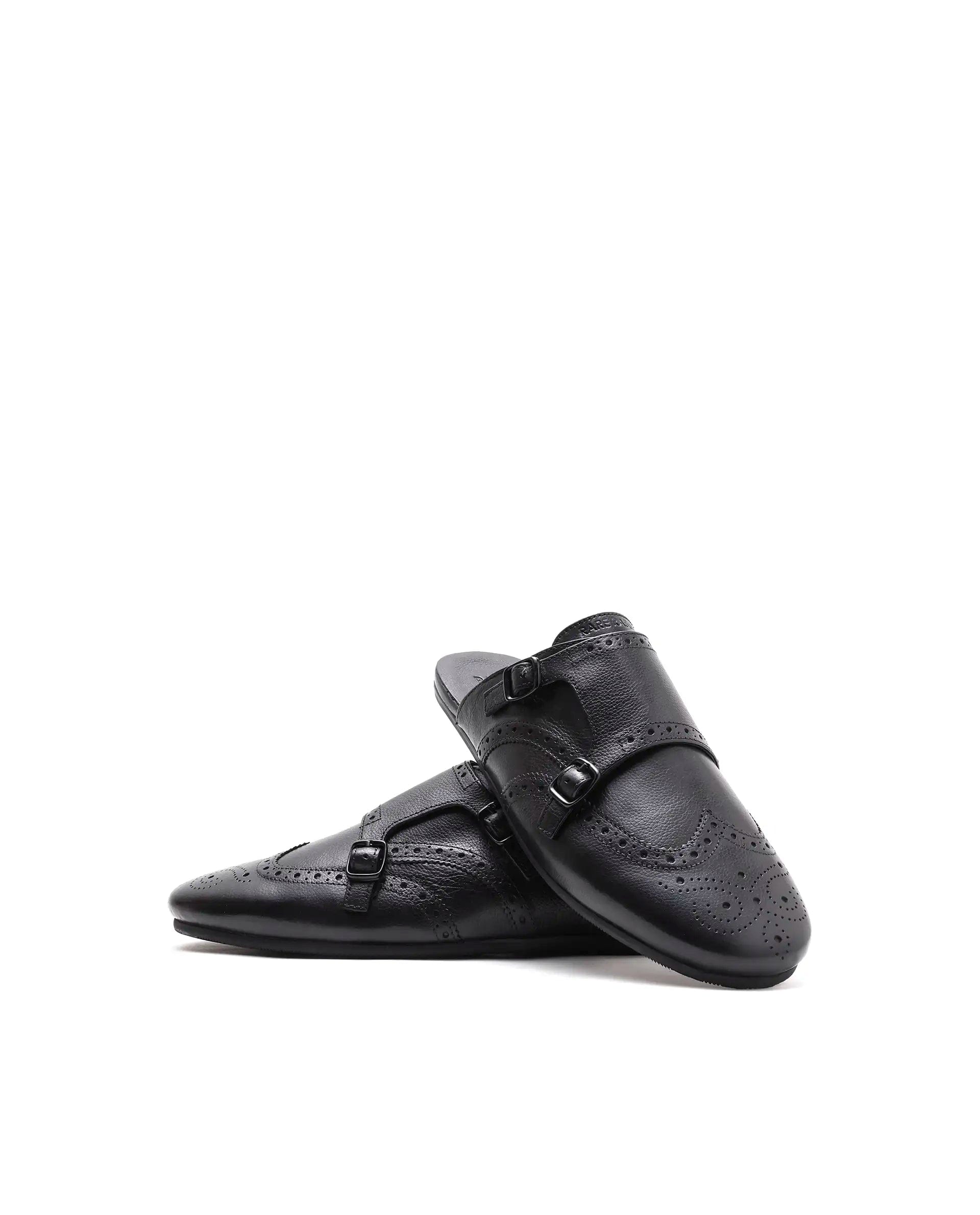 RAREZ Rare Rabbit Men's Dmonk Black Leather Mule