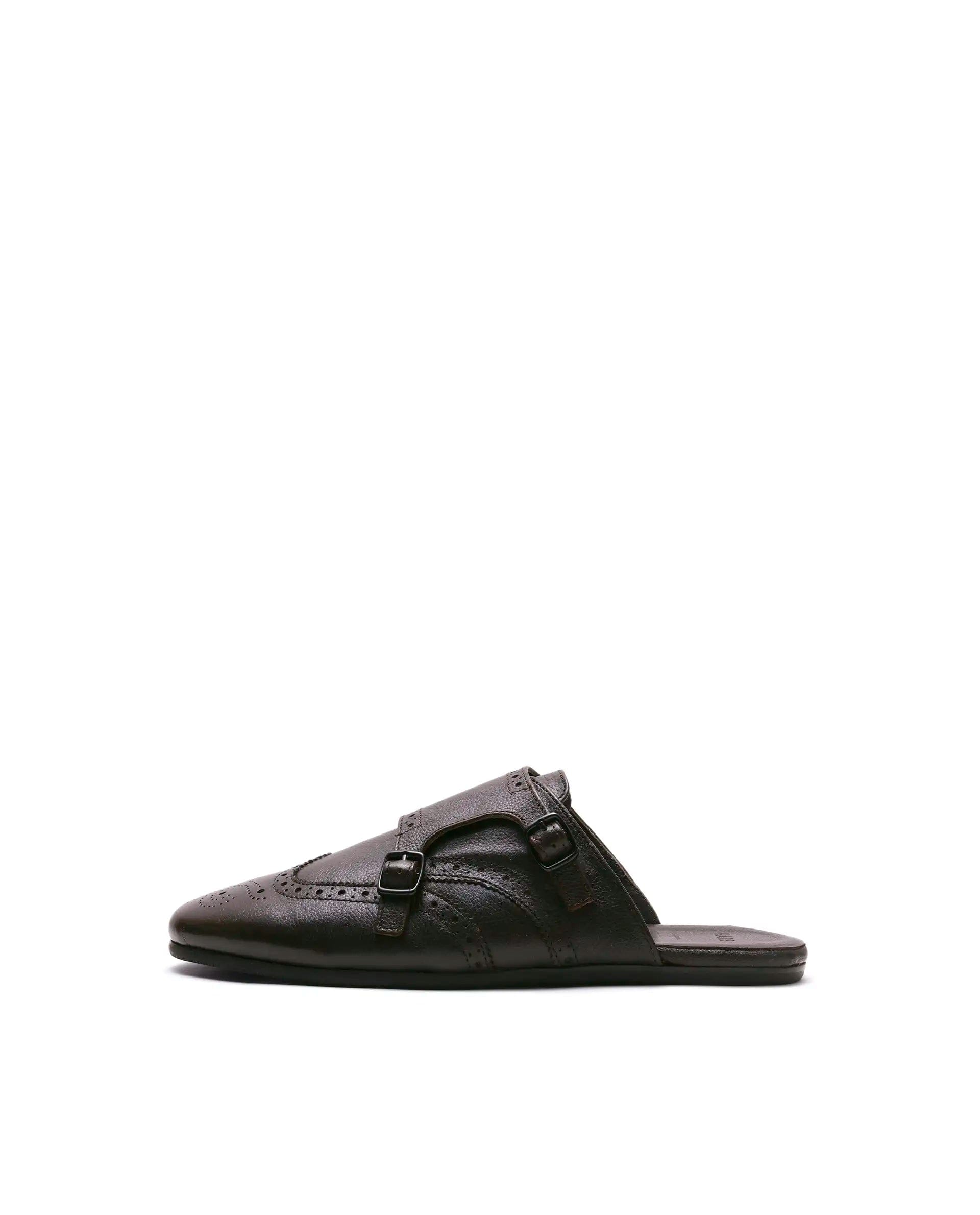 RAREZ Rare Rabbit Men's Dmonk Dark Brown Leather Mule