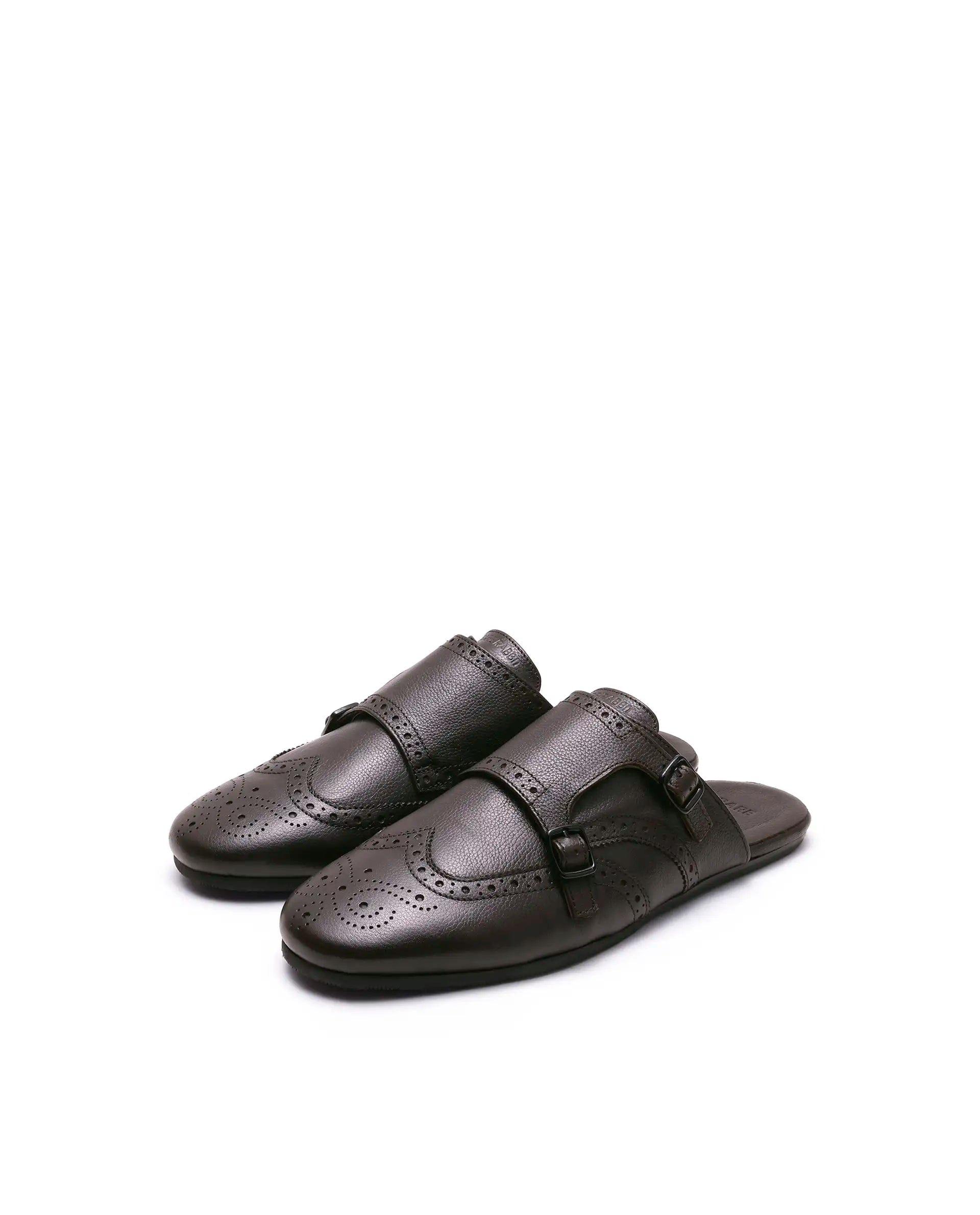 RAREZ Rare Rabbit Men's Dmonk Dark Brown Leather Mule