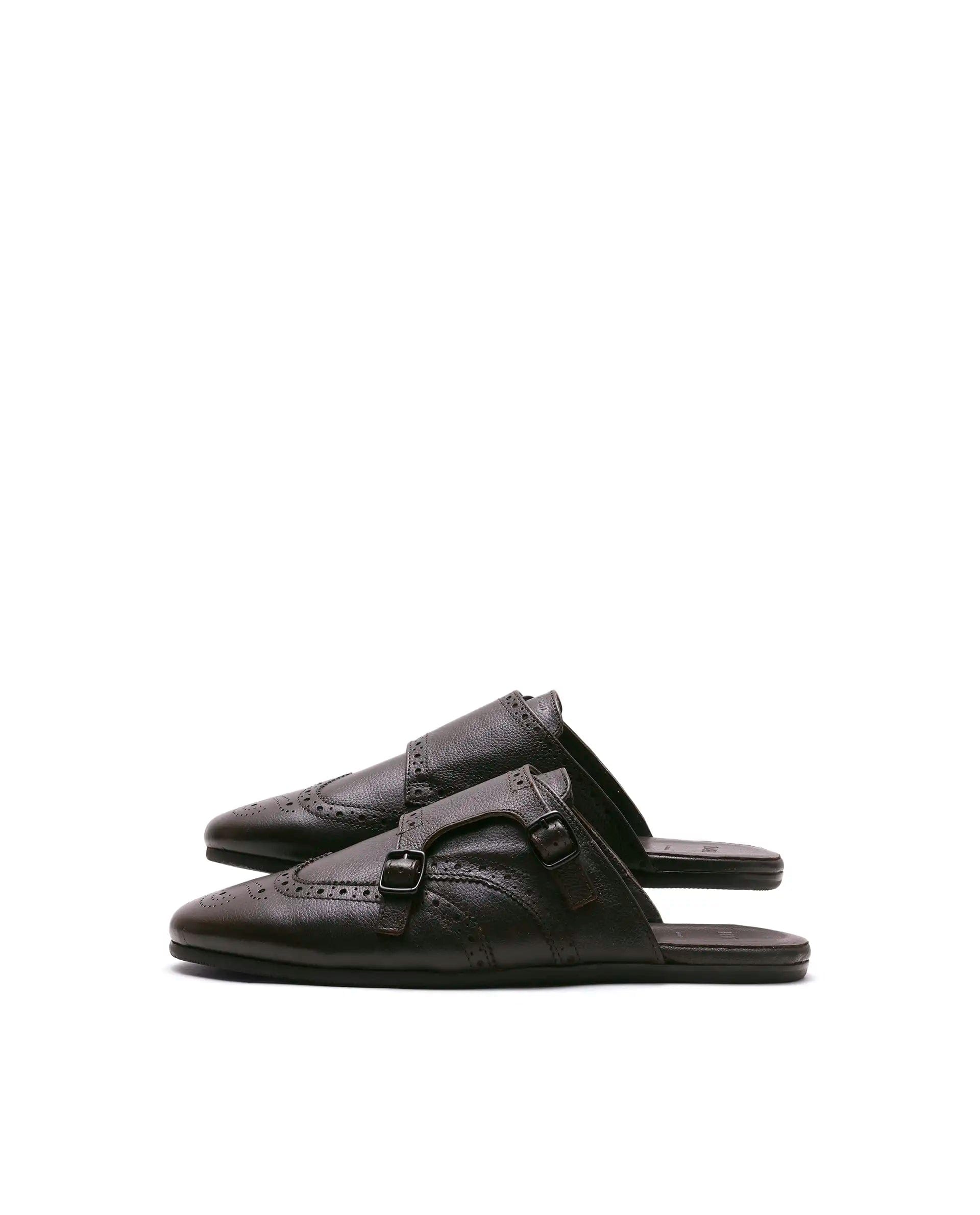 RAREZ Rare Rabbit Men's Dmonk Dark Brown Leather Mule
