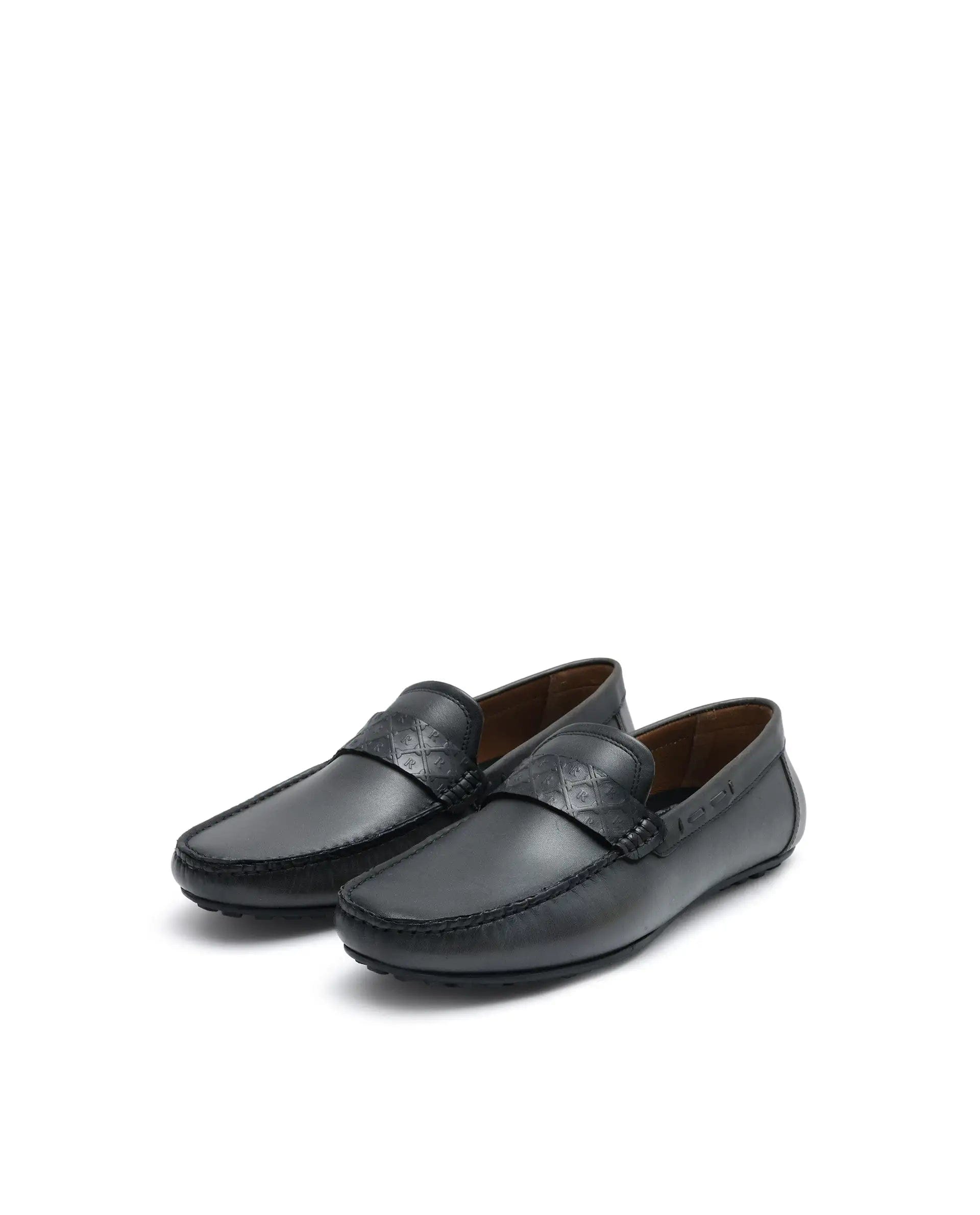 RAREZ Rare Rabbit Men's Bold Dark Olive Slip - On Monotone Genuine Leather Driver Moccasin