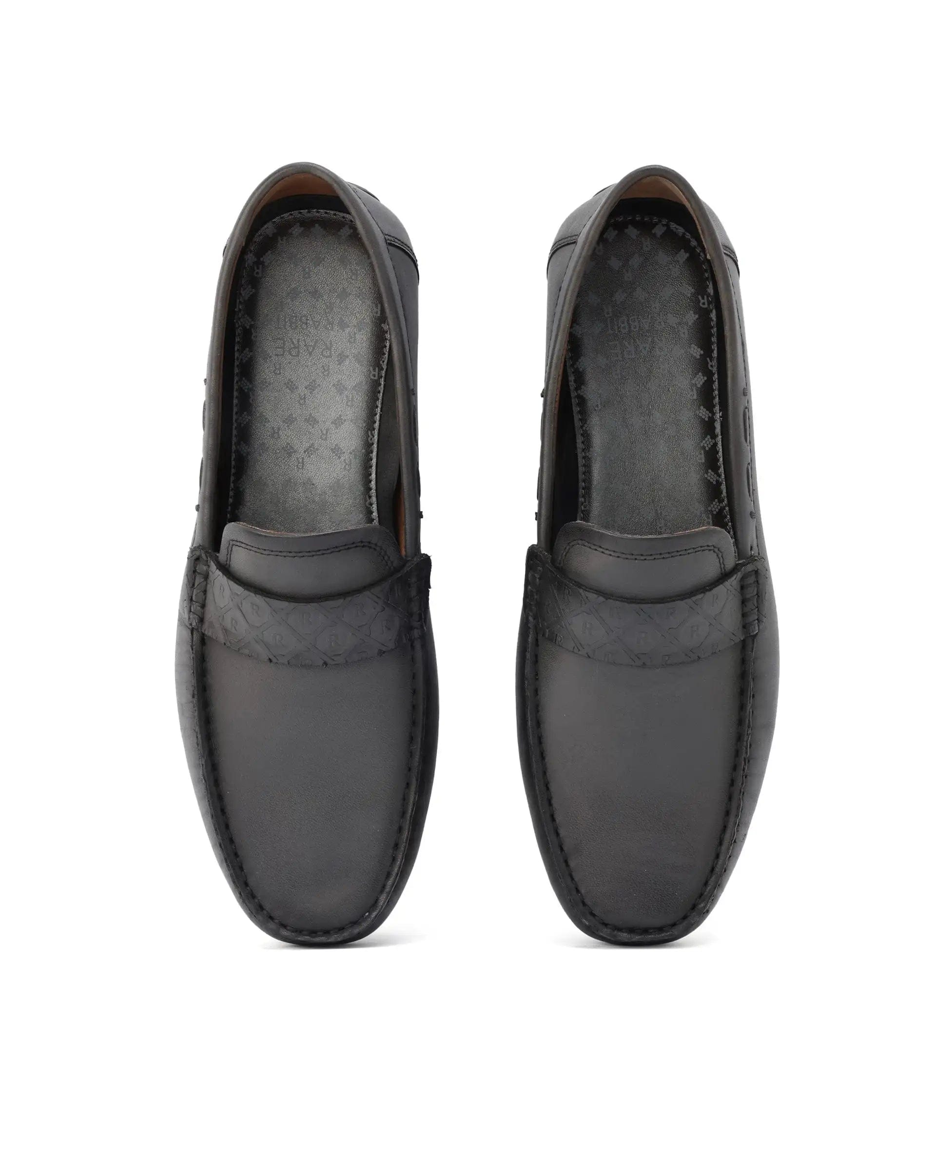 RAREZ Rare Rabbit Men's Bold Dark Olive Slip - On Monotone Genuine Leather Driver Moccasin