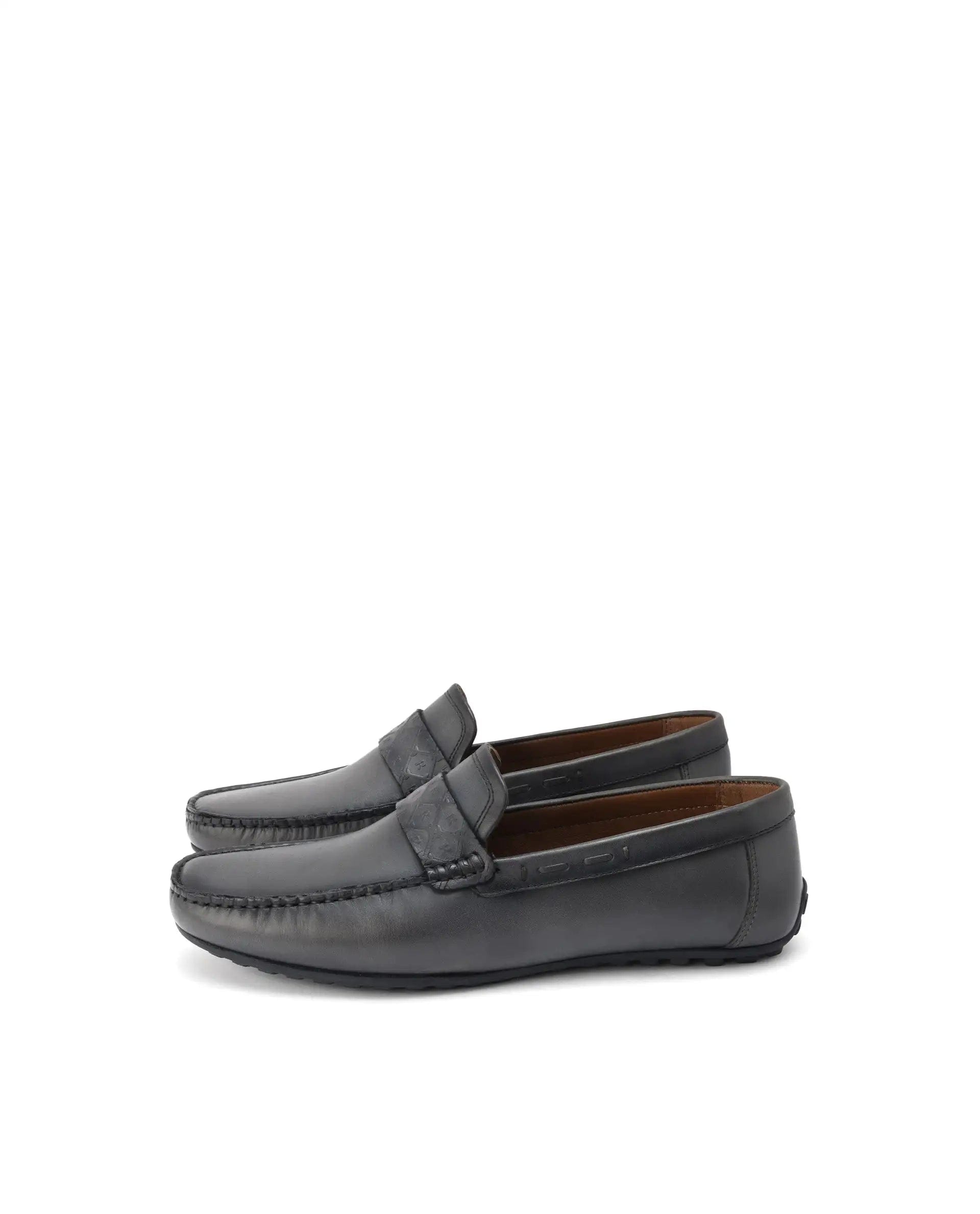 RAREZ Rare Rabbit Men's Bold Dark Olive Slip - On Monotone Genuine Leather Driver Moccasin