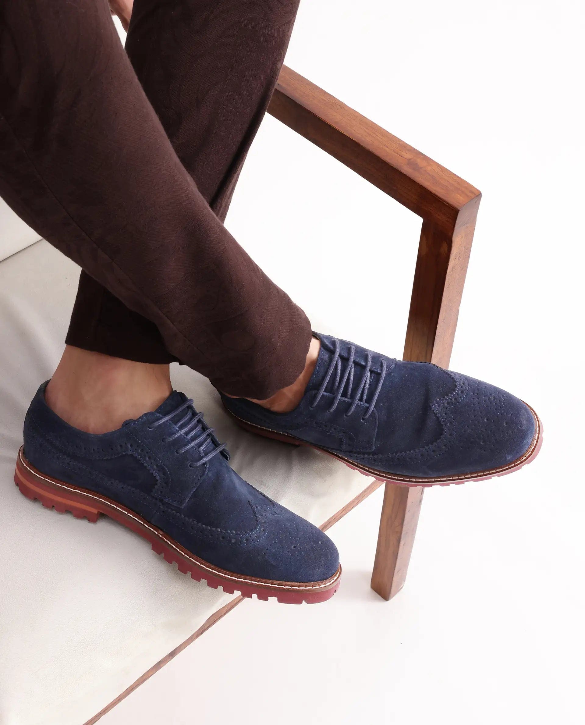 RAREZ Rare Rabbit Men Brix Navy Suede Lace - Up Closure Shoes