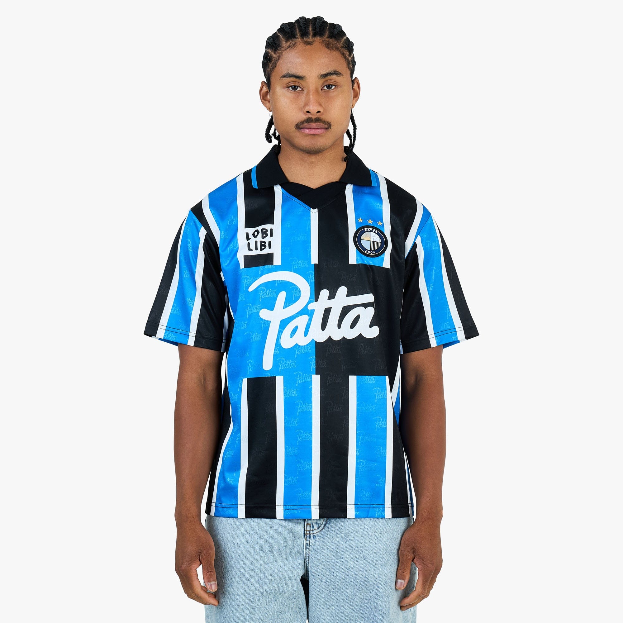 Patta Stripe Football Jersey / French Blue