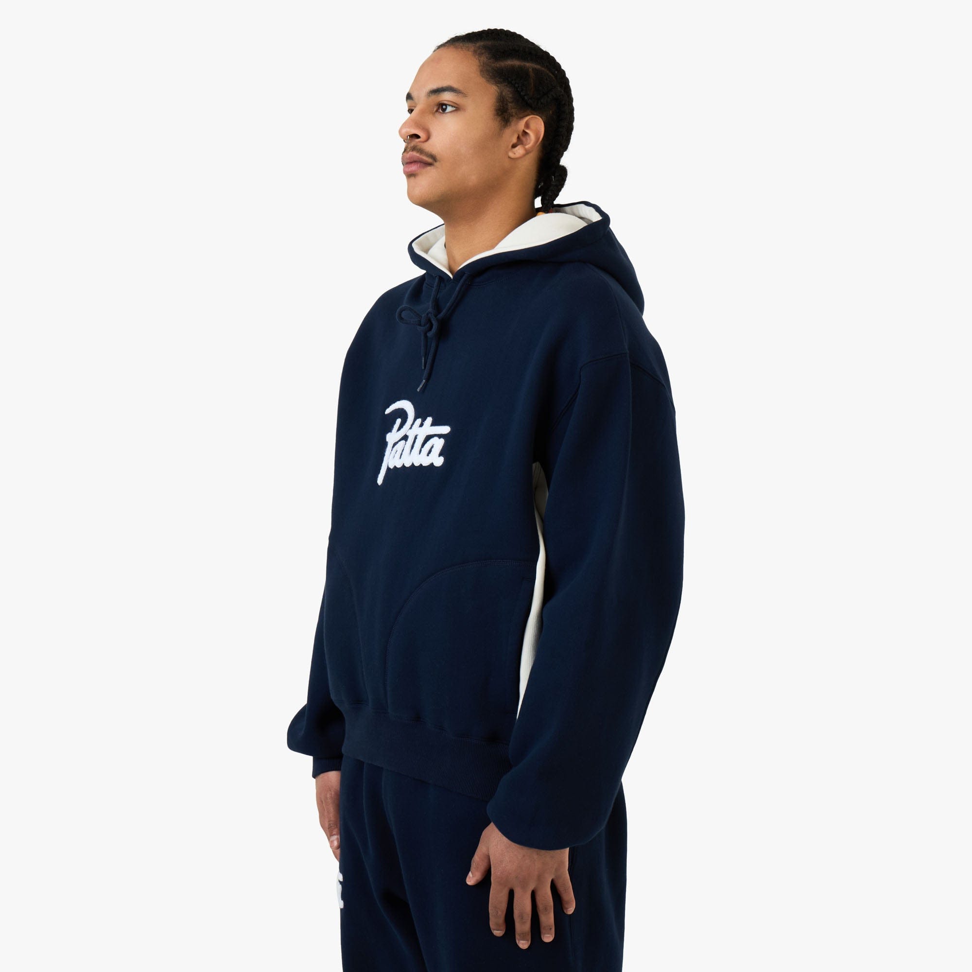 Patta Chenille Logo Hooded Sweater / Navy