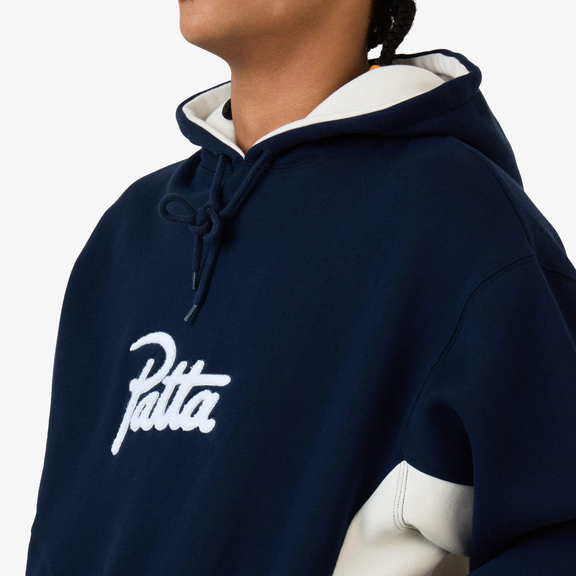 Patta Chenille Logo Hooded Sweater / Navy