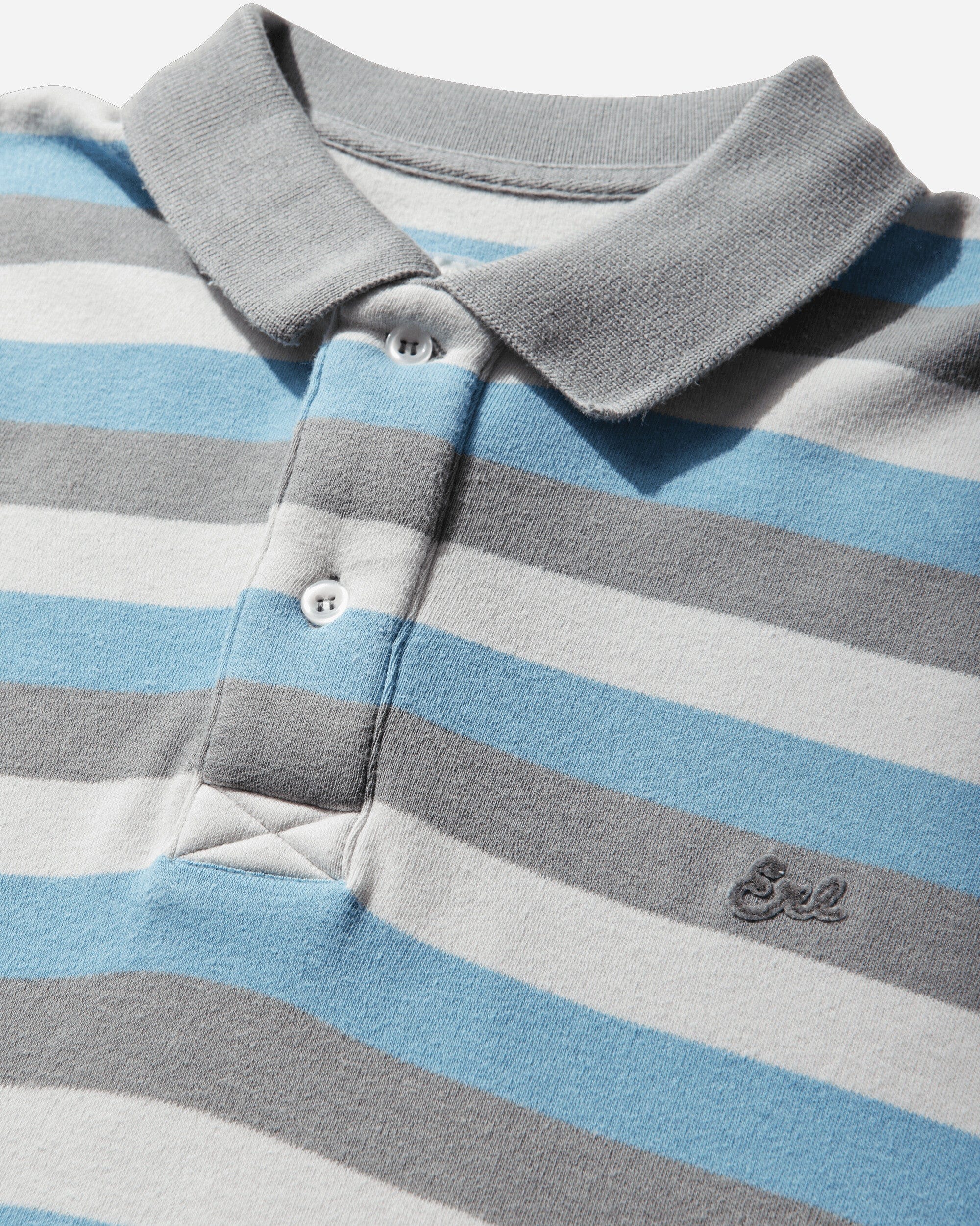ERL Men's Striped Long Sleeve Polo Blue
