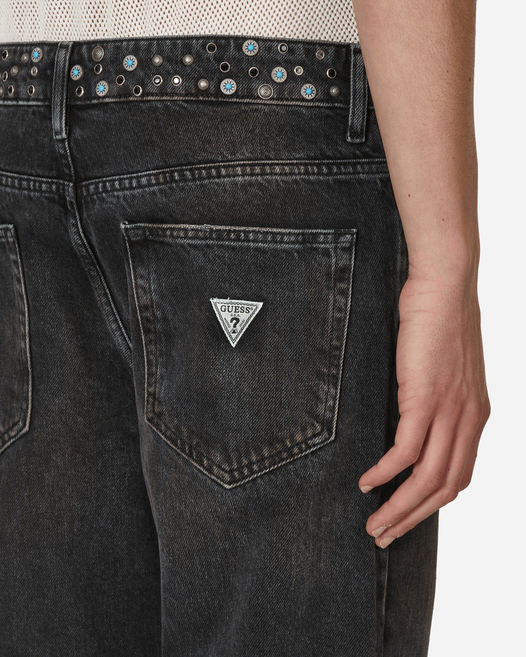Guess USA Embellished Flare Pants Aged Black Wash